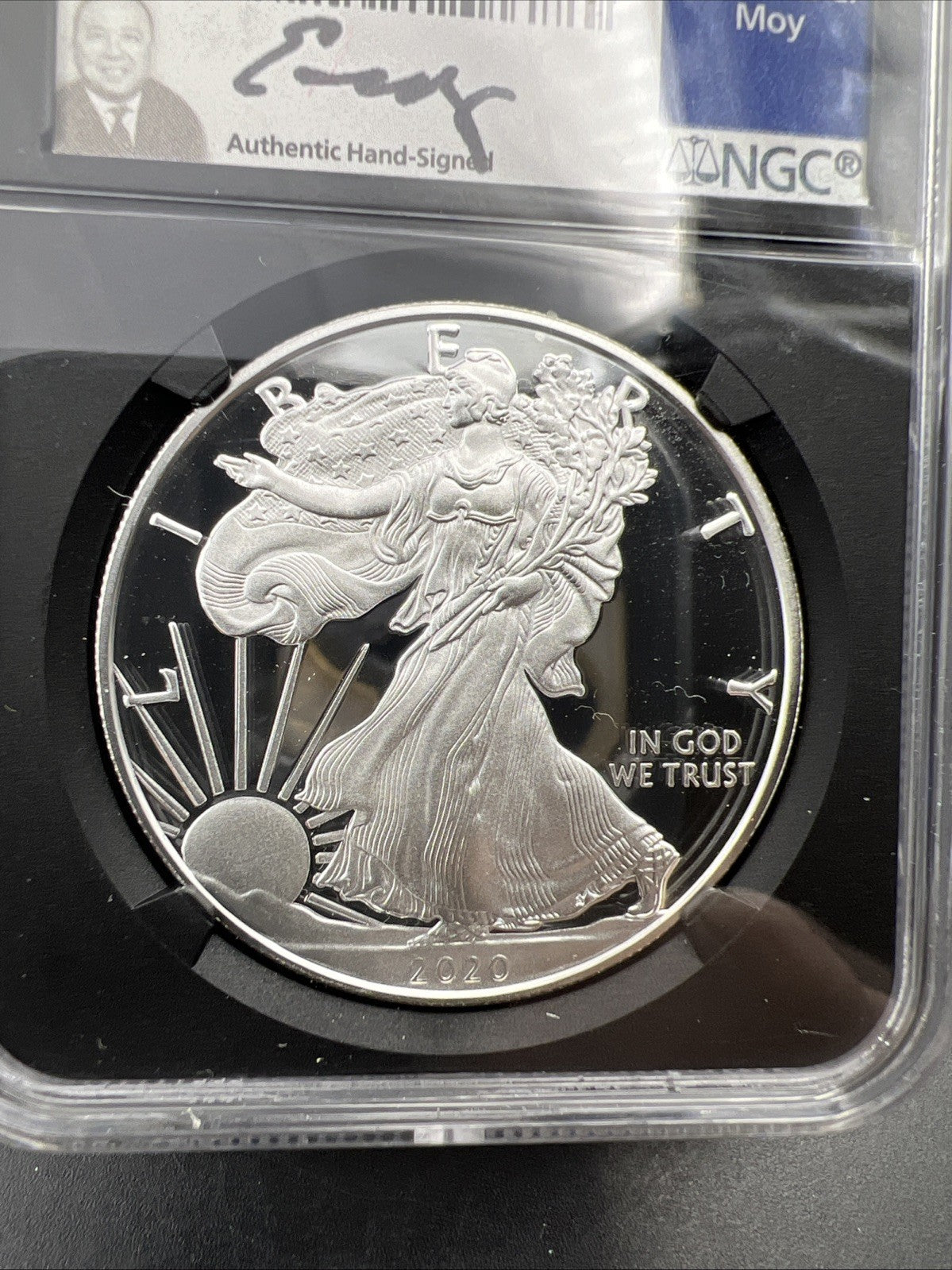2020 W 1 Oz ASE American Silver Eagle PF70 UCAM FDOI Moy Signature West Point