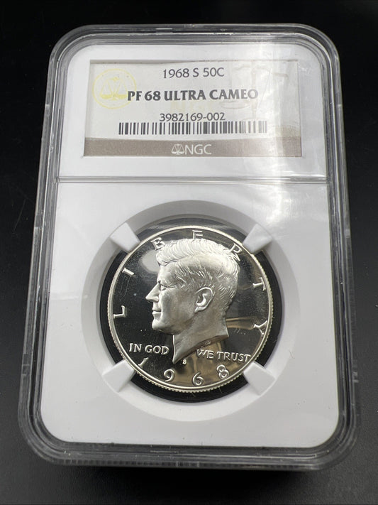 1968 S 50c Kennedy 40% Silver Half Dollar Coin PF68 UCAM Gem Proof Certified #02