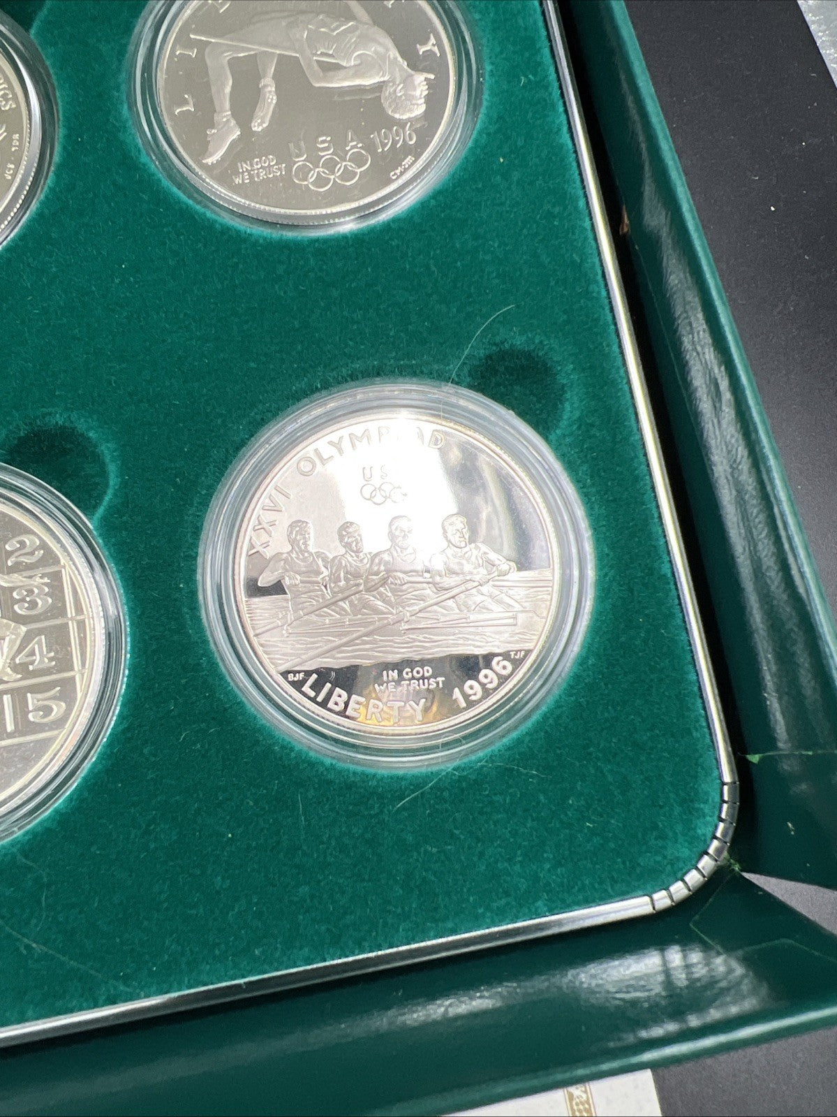8 Coin Complete Atlanta Olympics 90% Silver Olympic Dollar Proof Set w/ Box COA