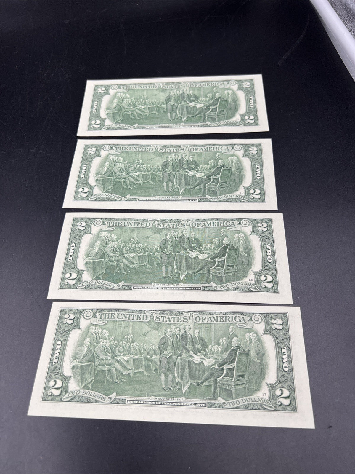 4 Consecutive 2017 A $2 FRN Federal Reserve US Currency Note CH UNC Fancy Serial