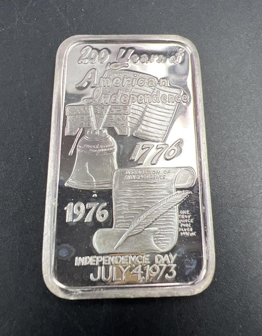 1976 200 Years Of American Independence 1 Oz Silver Bar CH UNC