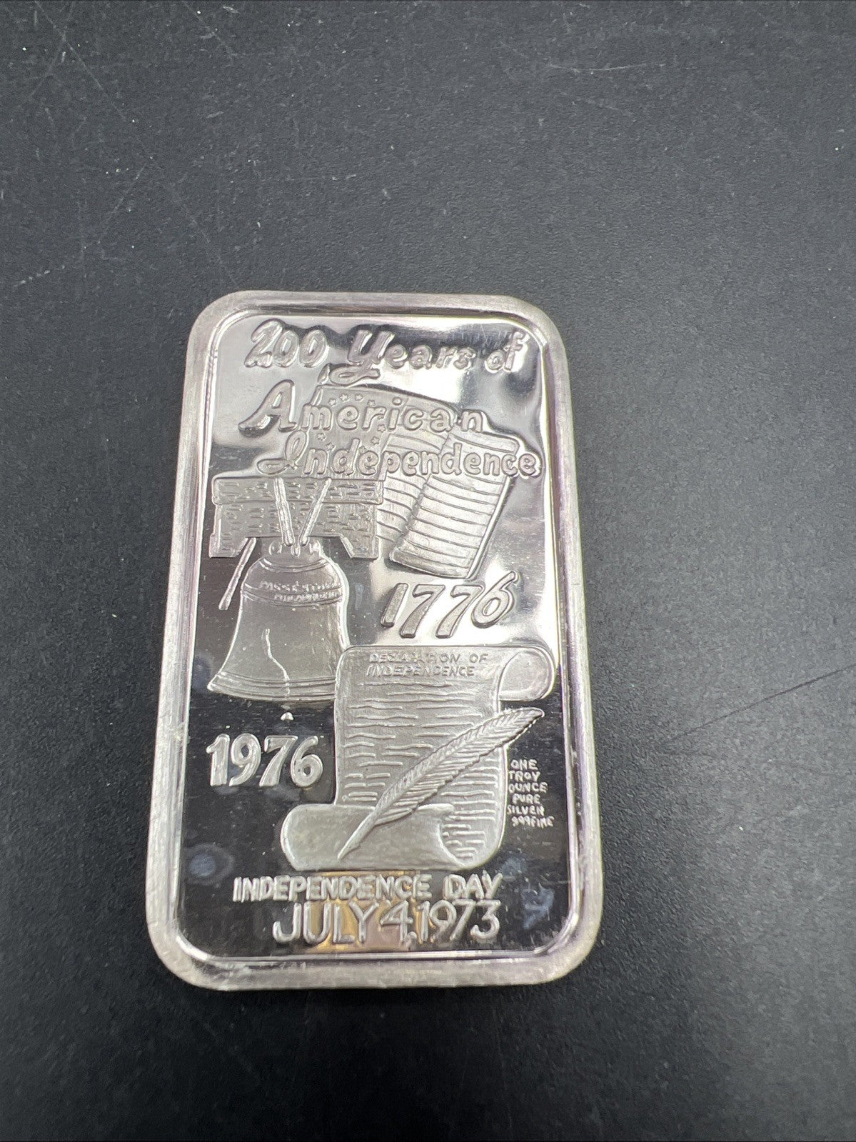 1976 200 Years Of American Independence 1 Oz Silver Bar CH UNC
