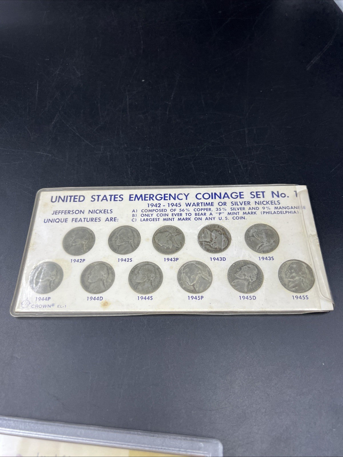 1942 1943 1944 1945 Complete 11 Coin US 35% Silver War Nickel Coin Emergency Set