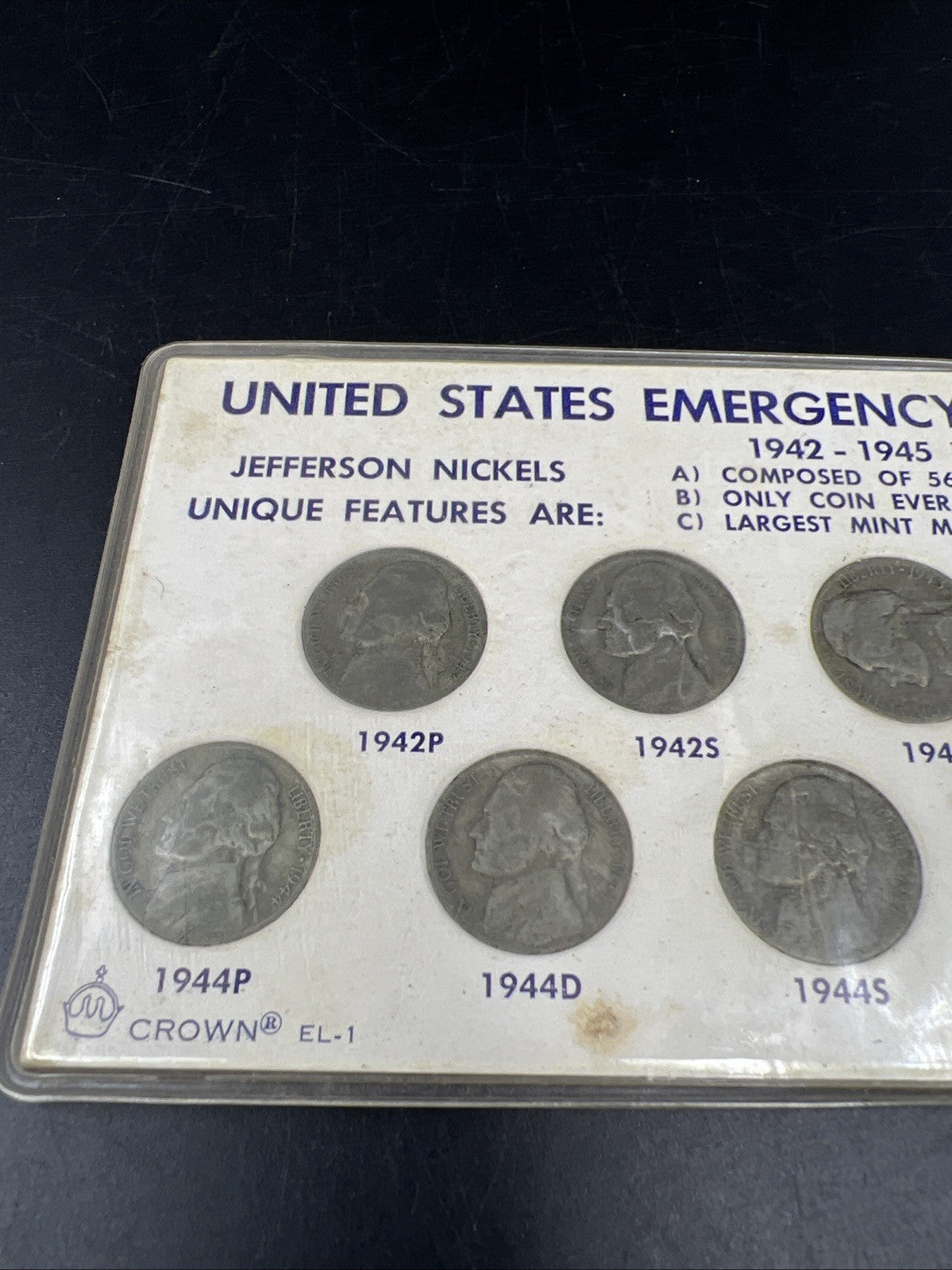 1942 1943 1944 1945 Complete 11 Coin US 35% Silver War Nickel Coin Emergency Set