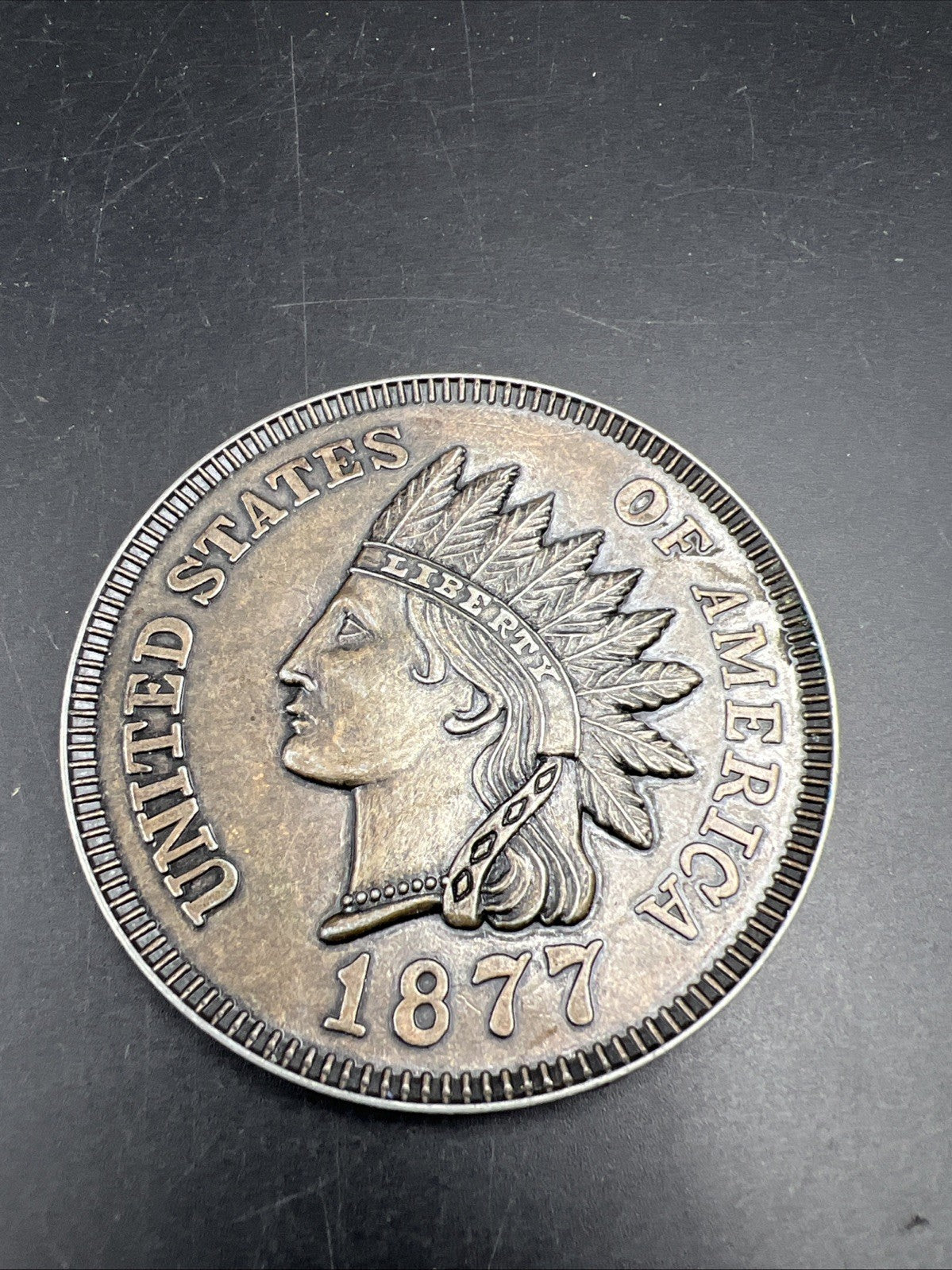 Large 3 Inch Novelty Coin/Coaster/Paperweight 1877 Indian Cent Design
