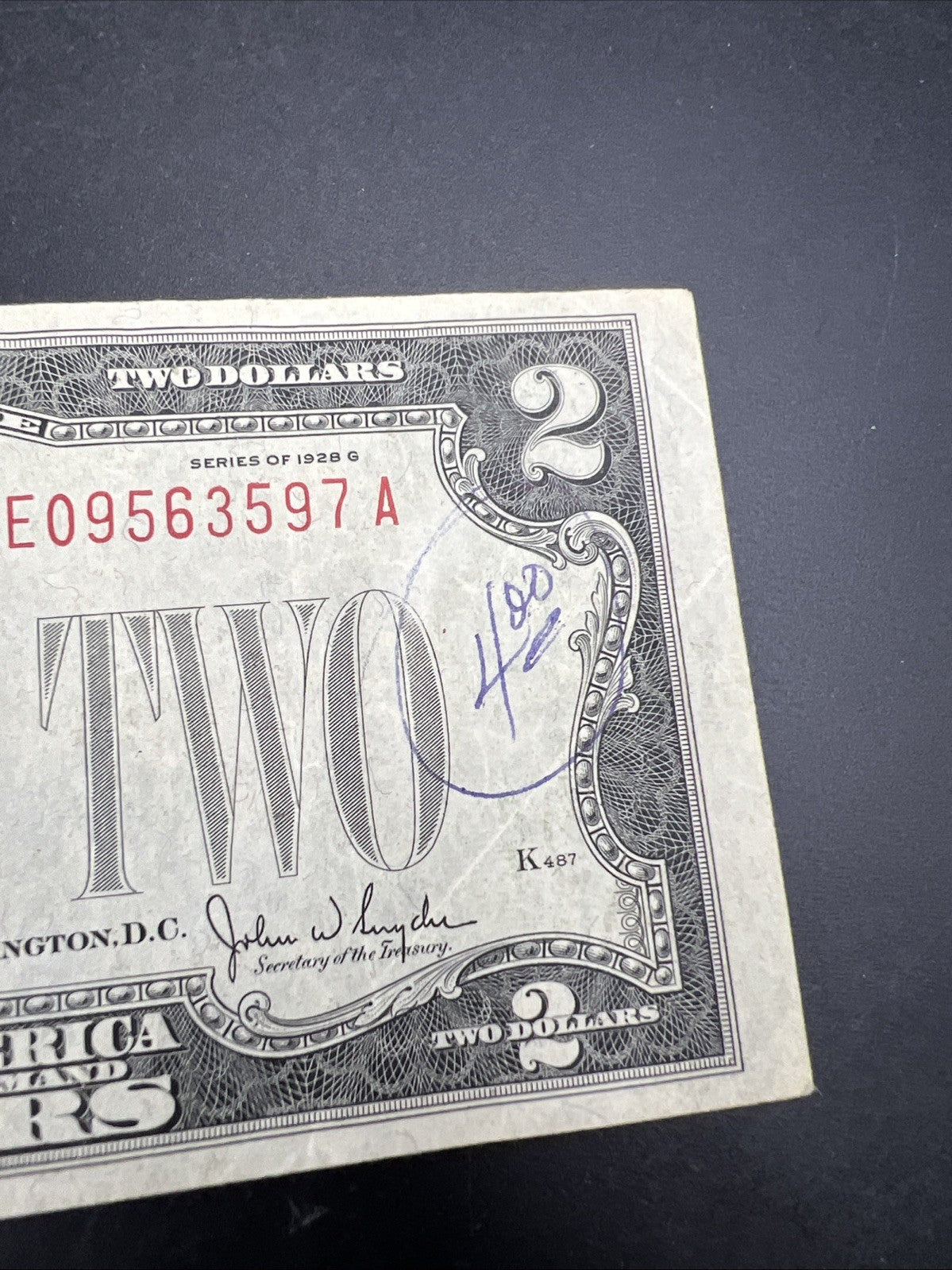 1928 G $2 USN Red Seal Legal Tender Note VF Details Graffiti #97