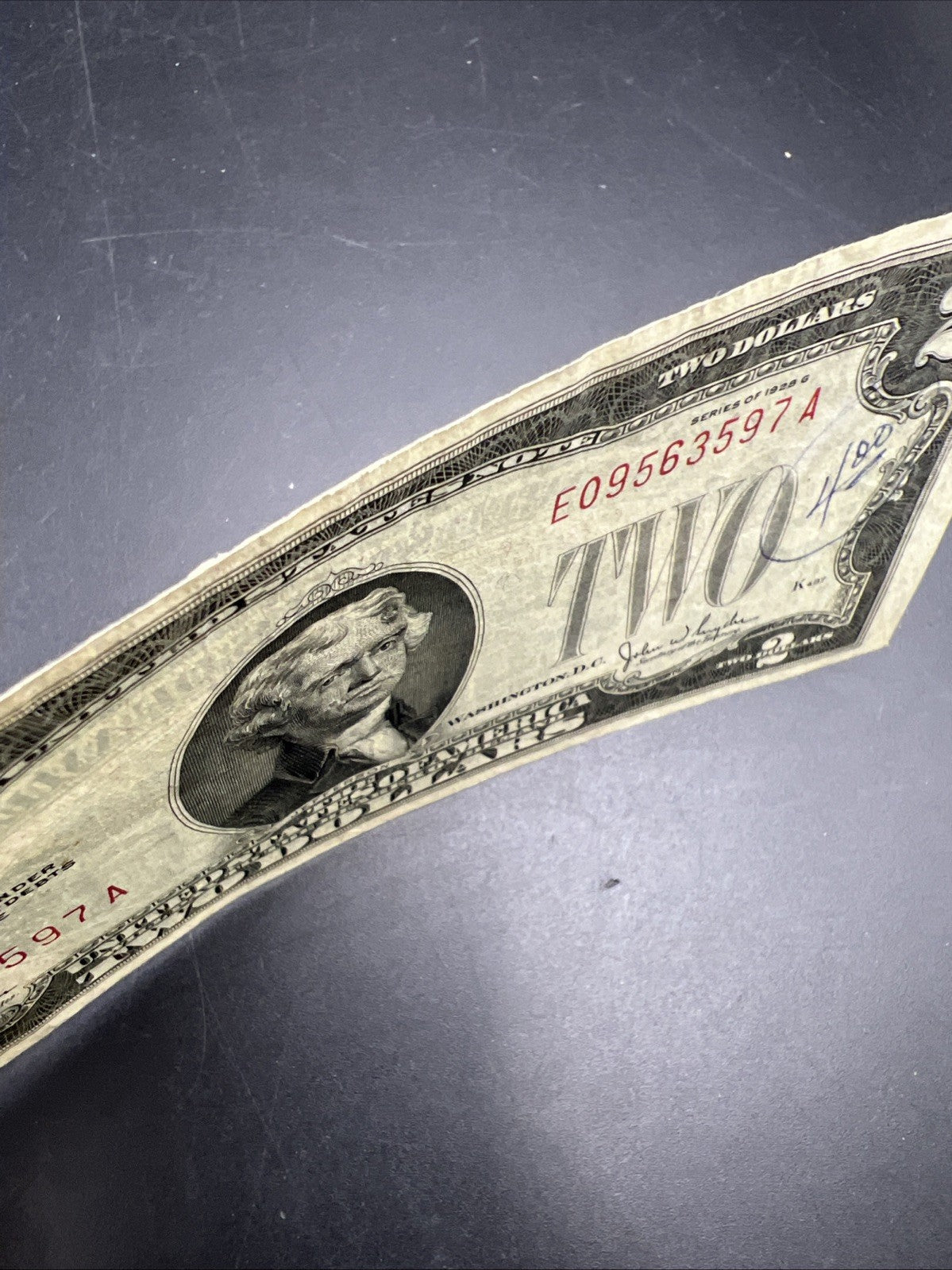 1928 G $2 USN Red Seal Legal Tender Note VF Details Graffiti #97