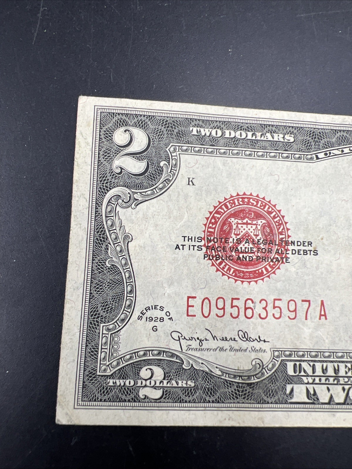 1928 G $2 USN Red Seal Legal Tender Note VF Details Graffiti #97