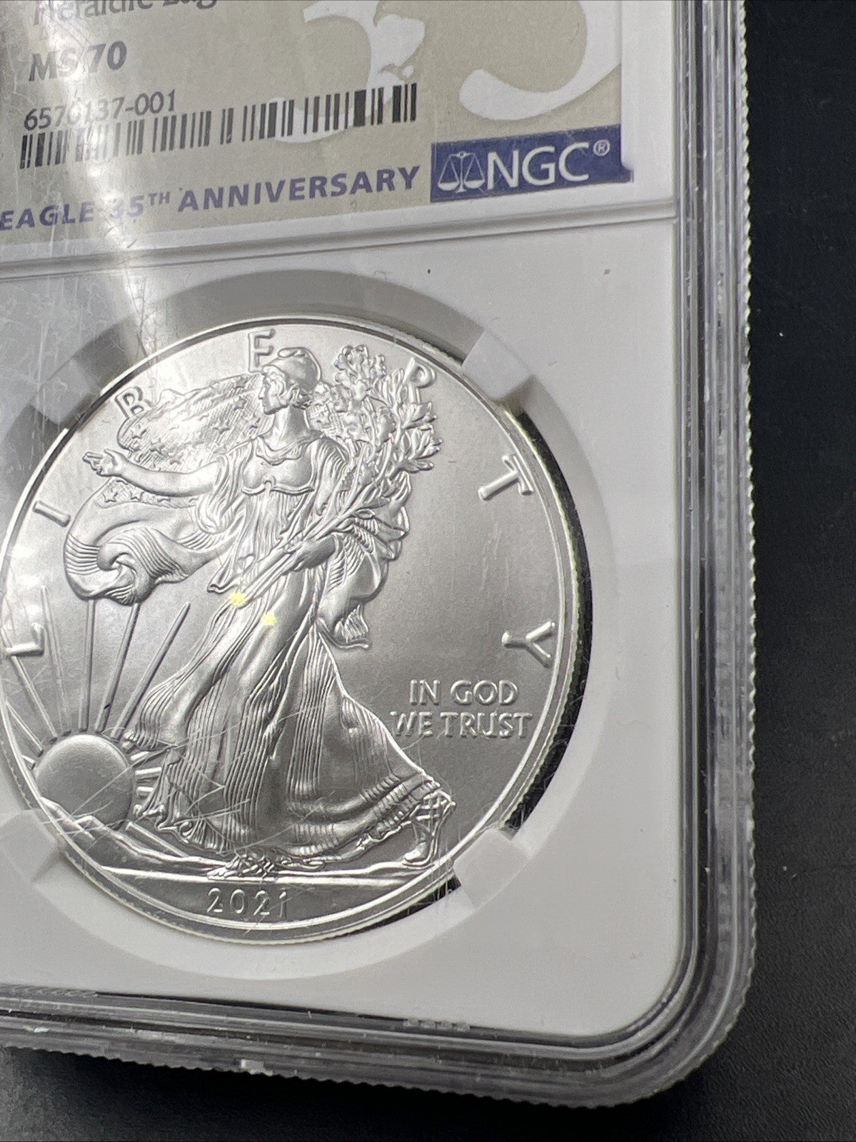 2021 ASE American 1 oz Silver Eagle .999 Fine Silver Coin Type 1 NGC MS70 #001