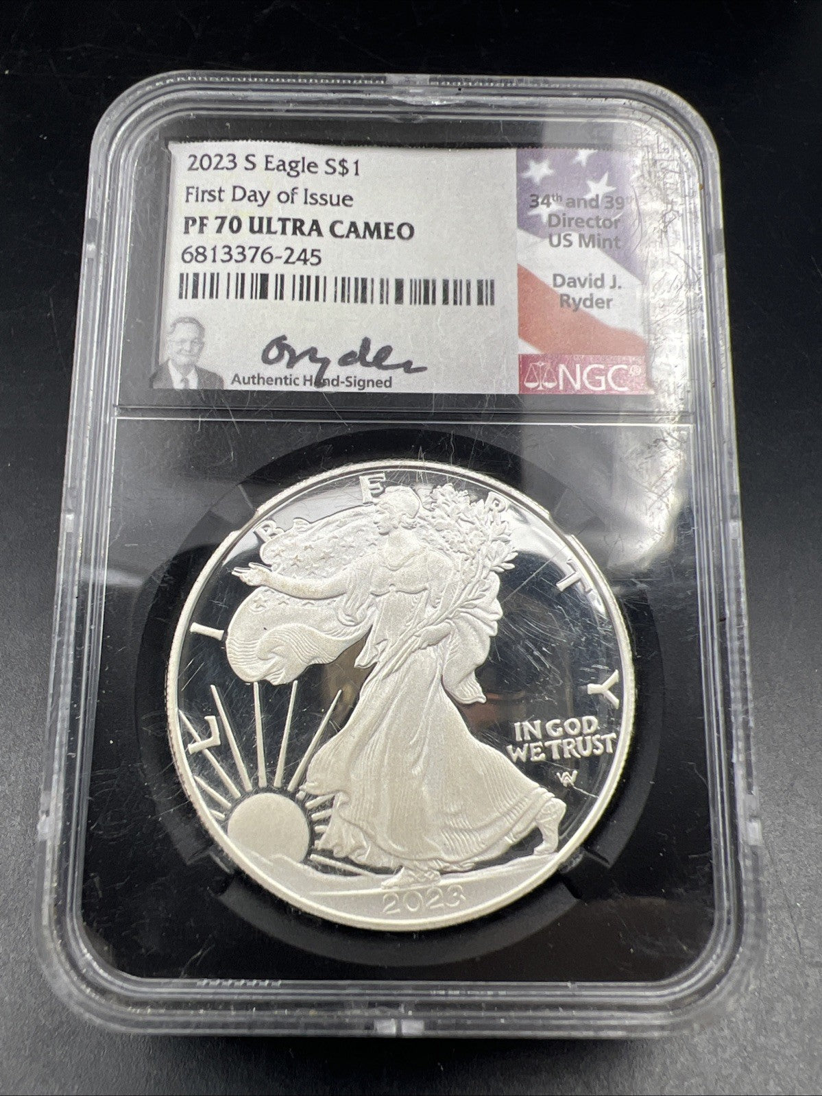 2023 S 1 oz Proof ASE American Silver Eagle Coin NGC PF70 Ryder Signature
