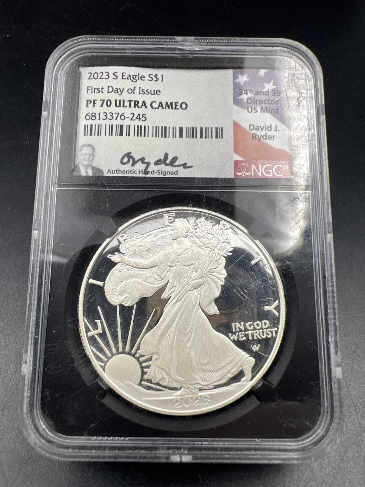 2023 S 1 oz Proof ASE American Silver Eagle Coin NGC PF70 Ryder Signature