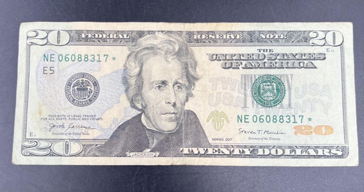 2017 $20 FRN Federal Reserve Star * Replacement Note Neat Serial Number #317
