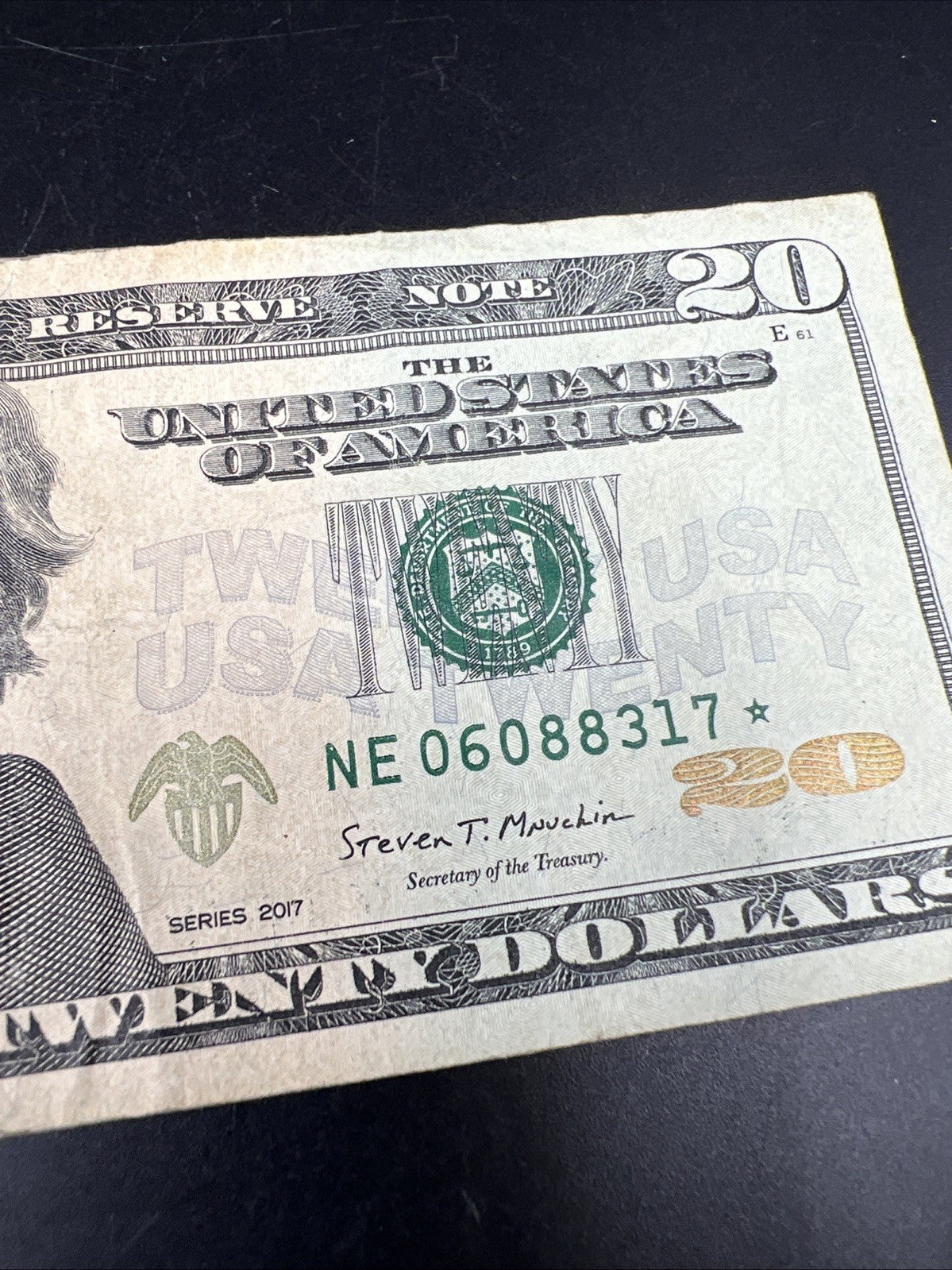 2017 $20 FRN Federal Reserve Star * Replacement Note Neat Serial Number #317