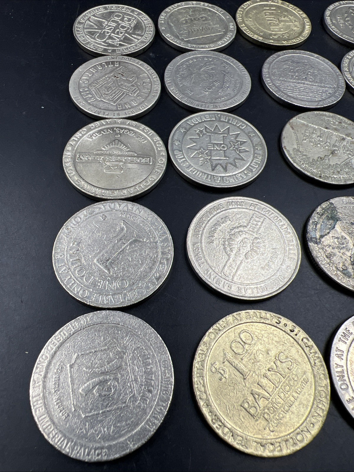 Lot of 23 $1 Casino Gaming Tokens Metal Very Circulated Conditions SKU#A