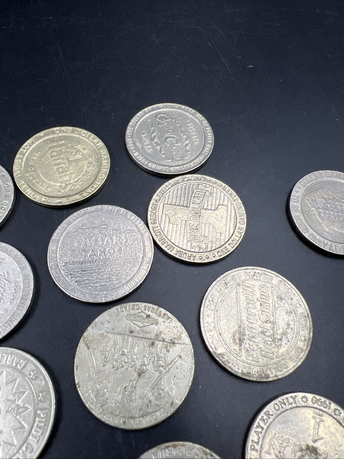 Lot of 23 $1 Casino Gaming Tokens Metal Very Circulated Conditions SKU#A