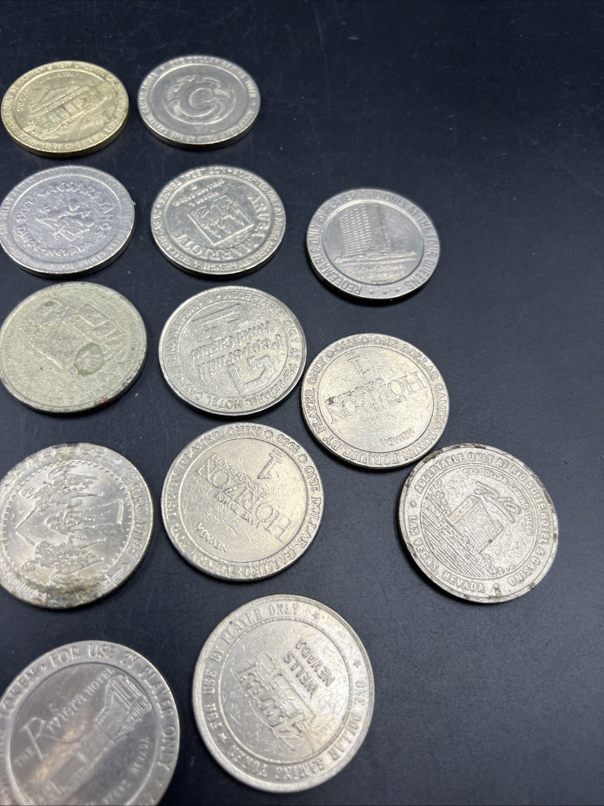 Lot of 23 $1 Casino Gaming Tokens Metal Very Circulated Conditions SKU#A