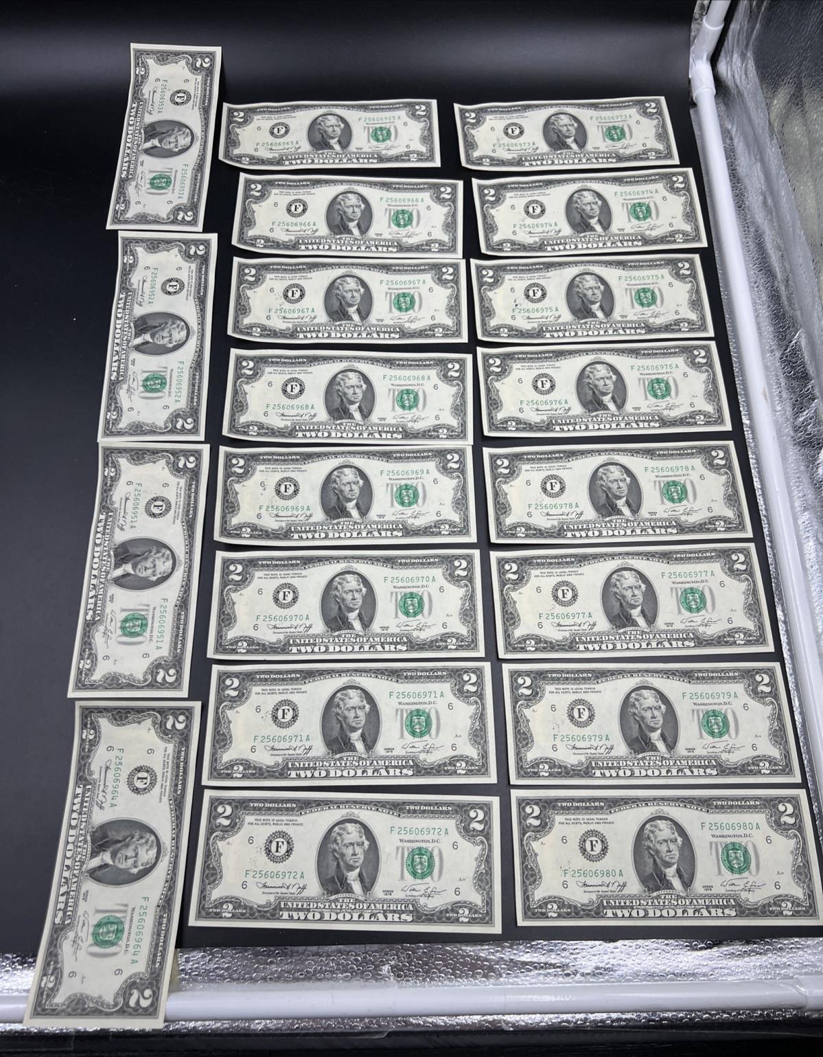 Pack of 50 Bills 1976 Postal $2 Two Dollar FRN Federal Reserve Notes CH AU - CU