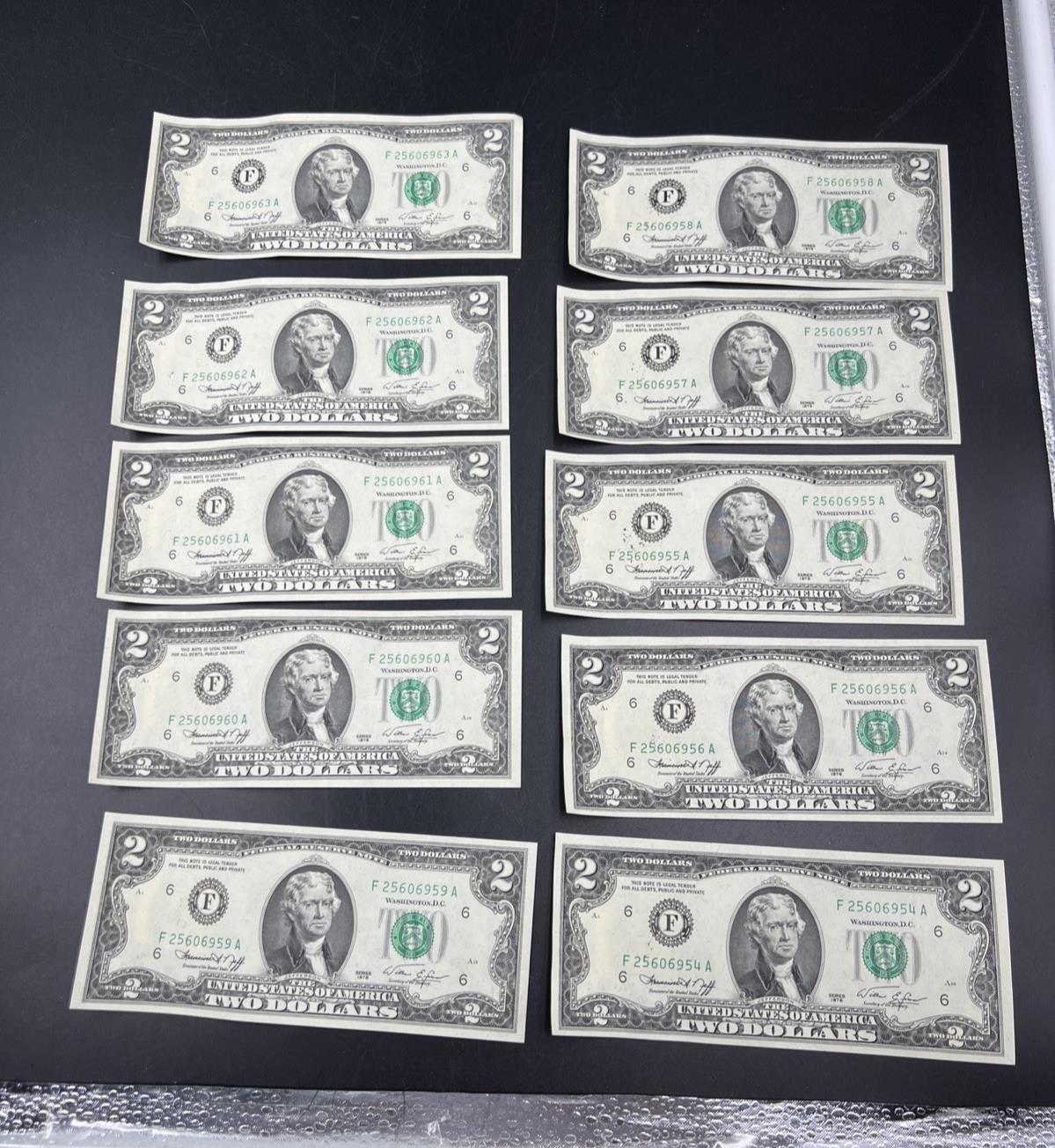 Pack of 50 Bills 1976 Postal $2 Two Dollar FRN Federal Reserve Notes CH AU - CU