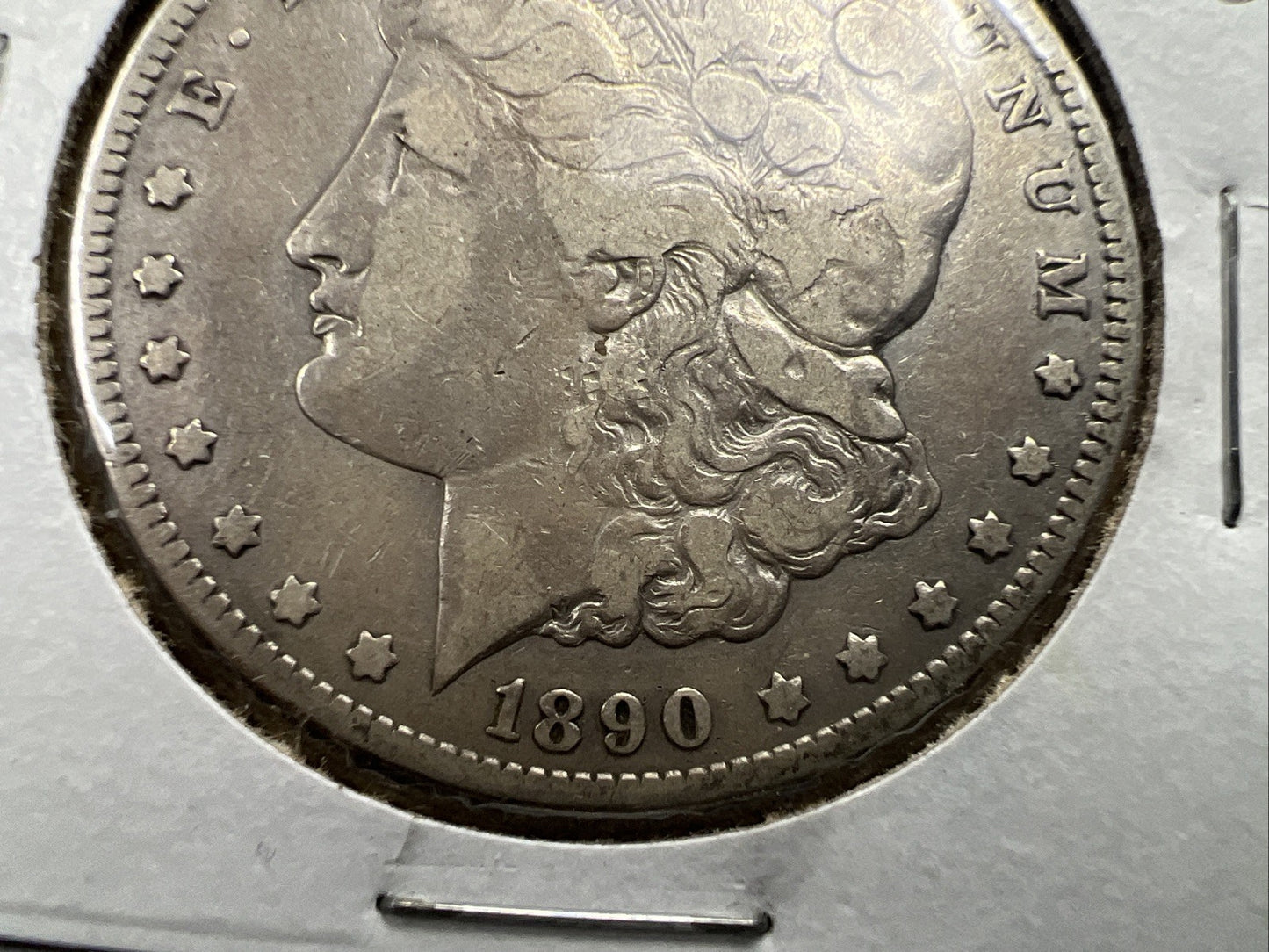 1890 CC $1 Morgan Silver Dollar Coin Tailbar Variety VF Very Fine Circulated