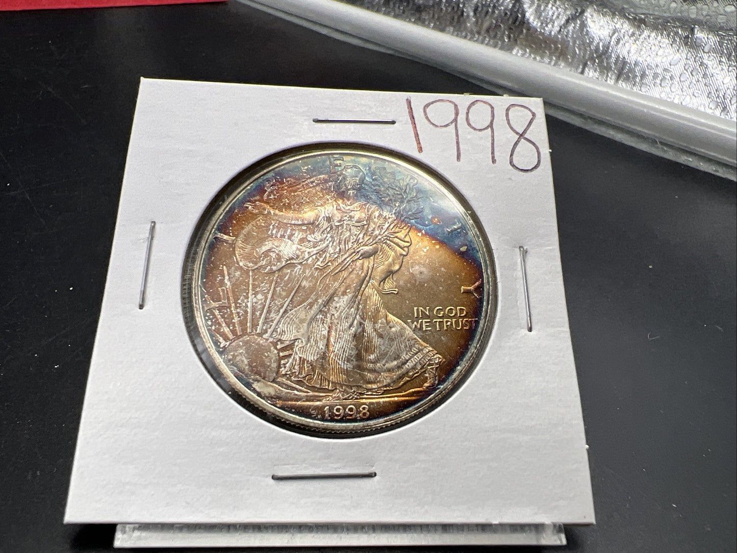 1998 1 Oz American Silver Eagle Gem BU UNC Nice Toning Toner SKU#G