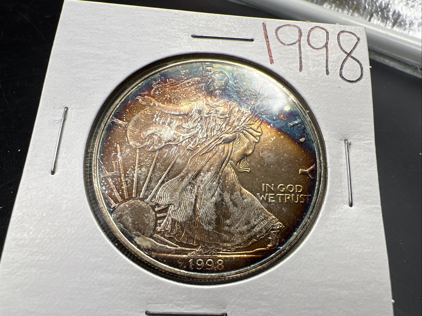 1998 1 Oz American Silver Eagle Gem BU UNC Nice Toning Toner SKU#G