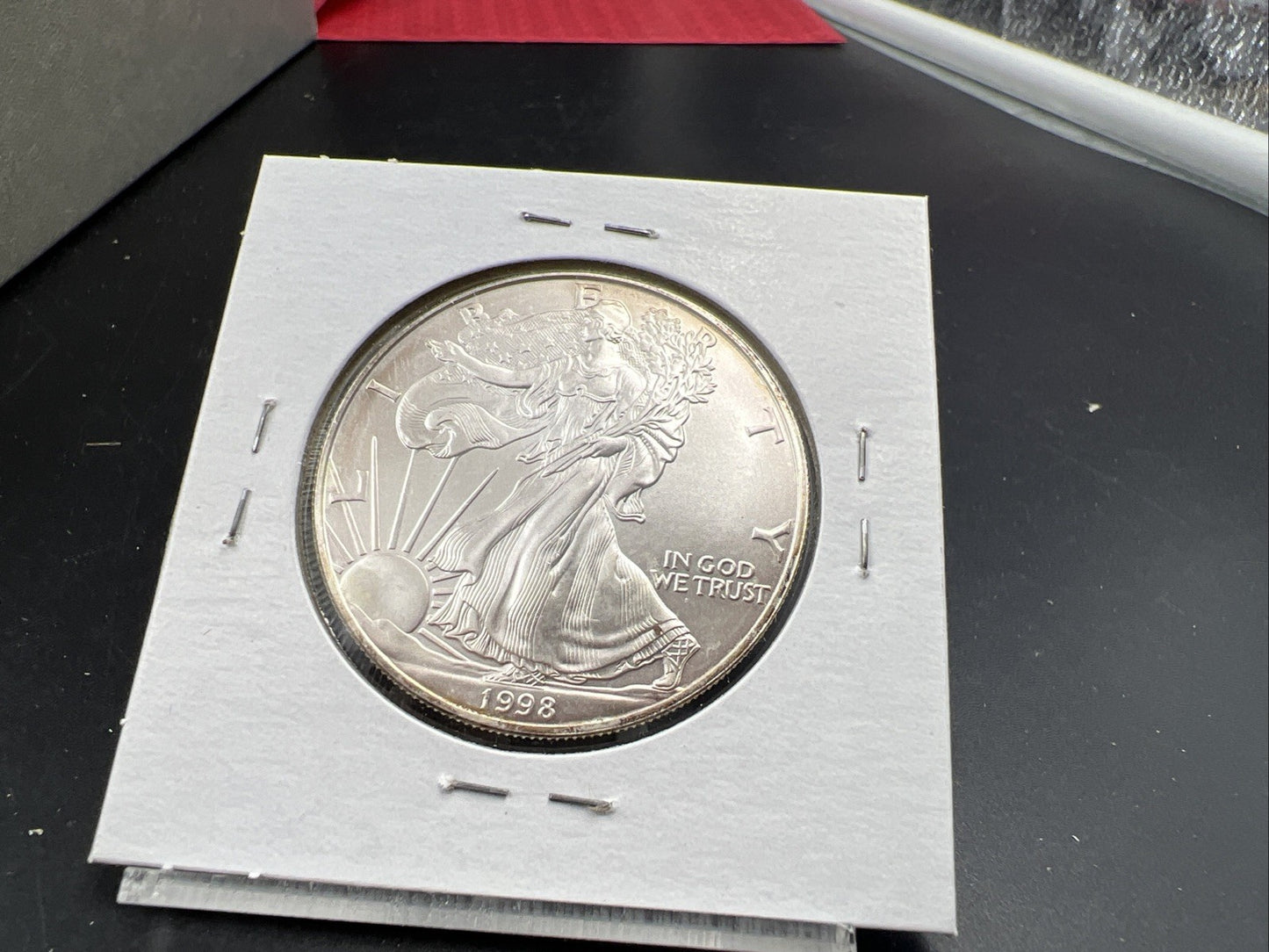 1998 1 Oz American Silver Eagle Gem BU UNC Nice Toning Toner SKU#J