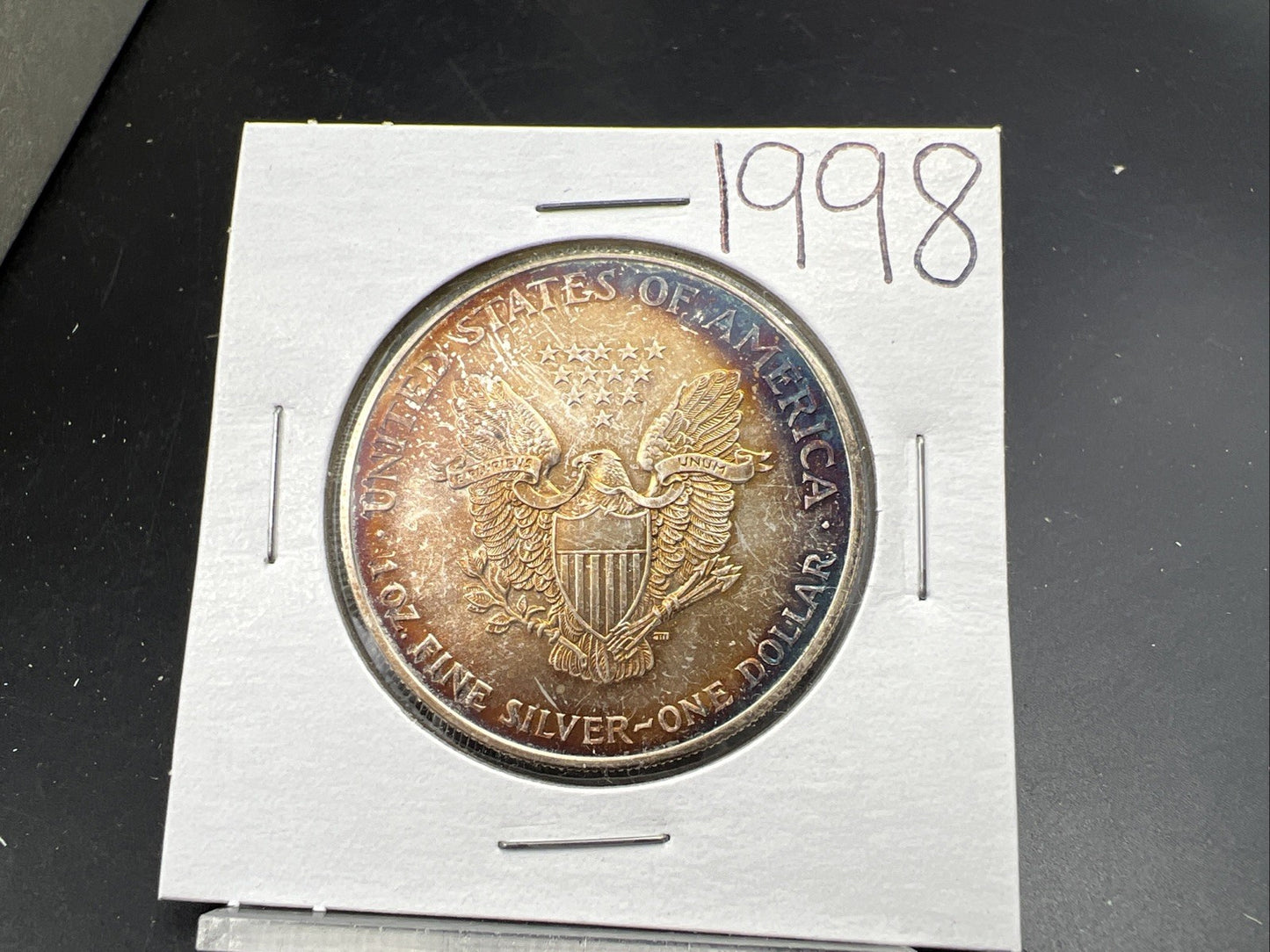 1998 1 Oz American Silver Eagle Gem BU UNC Nice Toning Toner SKU#J