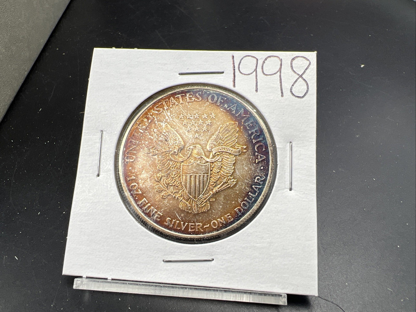 1998 1 Oz American Silver Eagle Gem BU UNC Nice Toning Toner SKU#J
