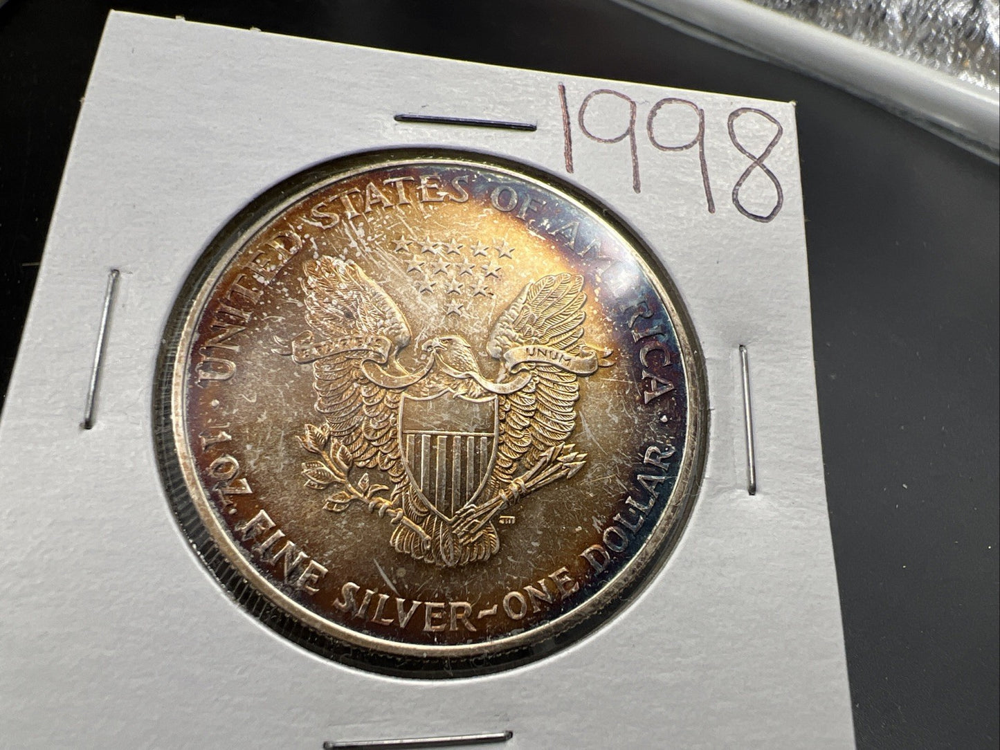 1998 1 Oz American Silver Eagle Gem BU UNC Nice Toning Toner SKU#J