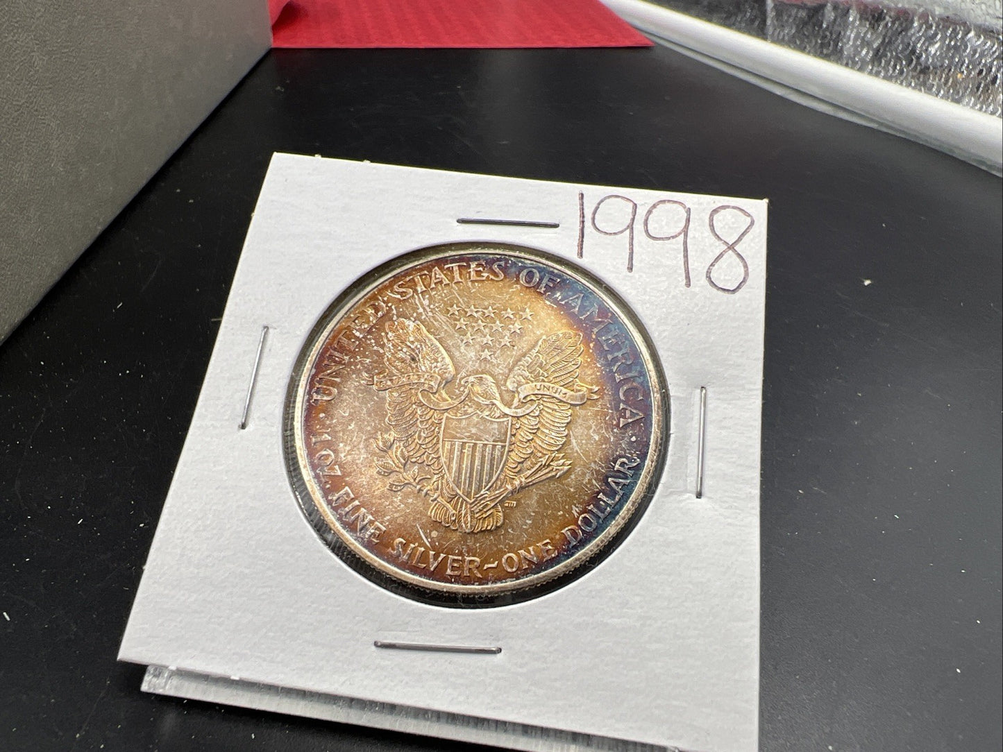 1998 1 Oz American Silver Eagle Gem BU UNC Nice Toning Toner SKU#J