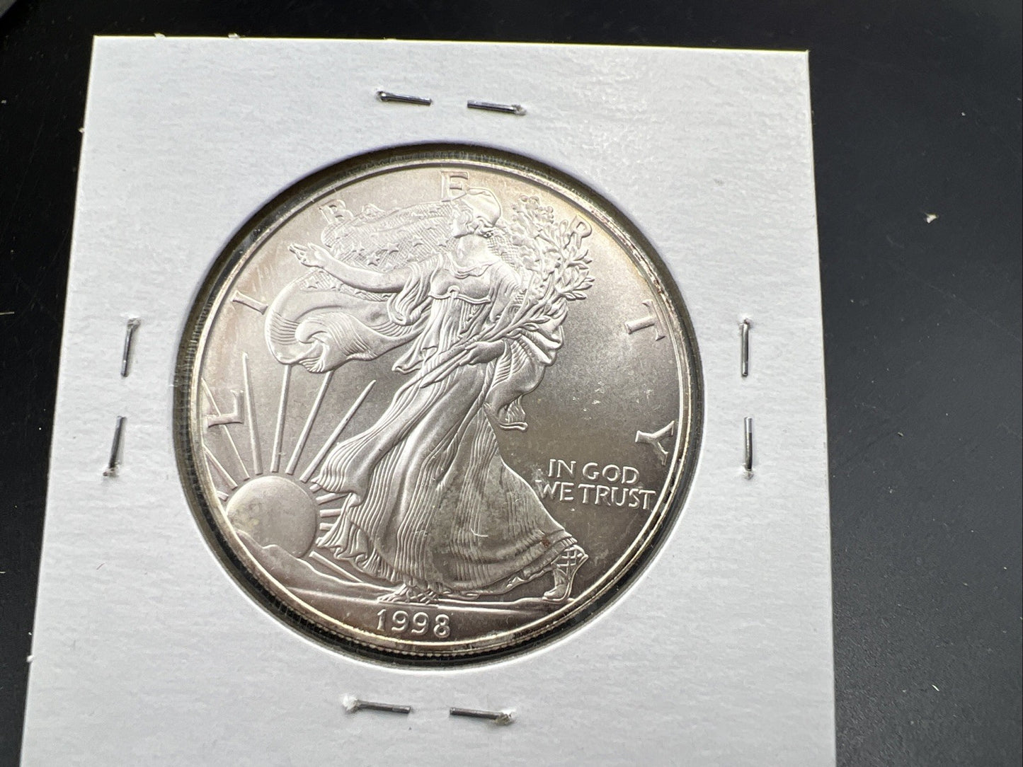 1998 1 Oz American Silver Eagle Gem BU UNC Nice Toning Toner SKU#J