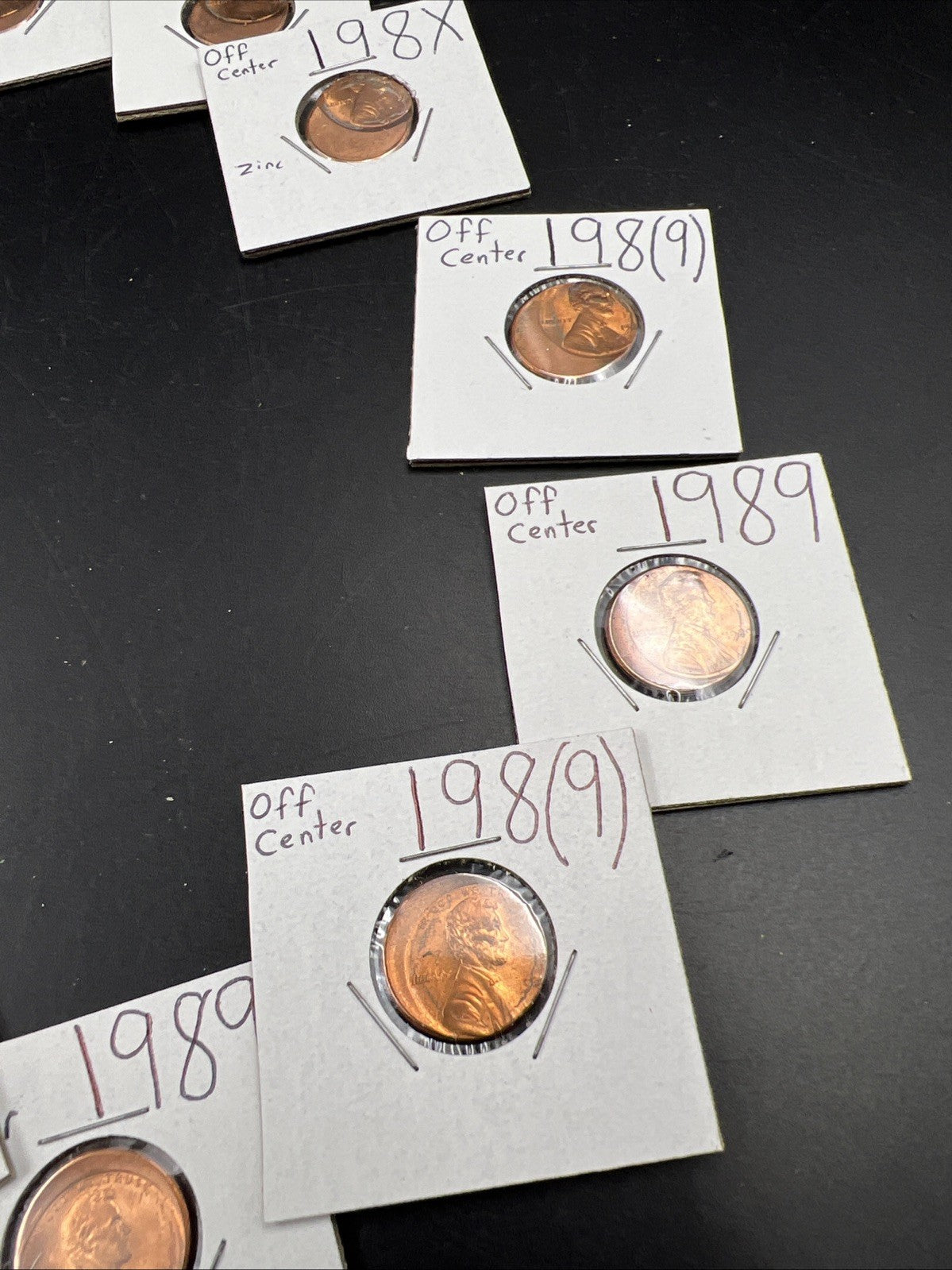 12 Coin Clock Collection Off Center Lincoln Memorial Error Cents UNC 1988 1989