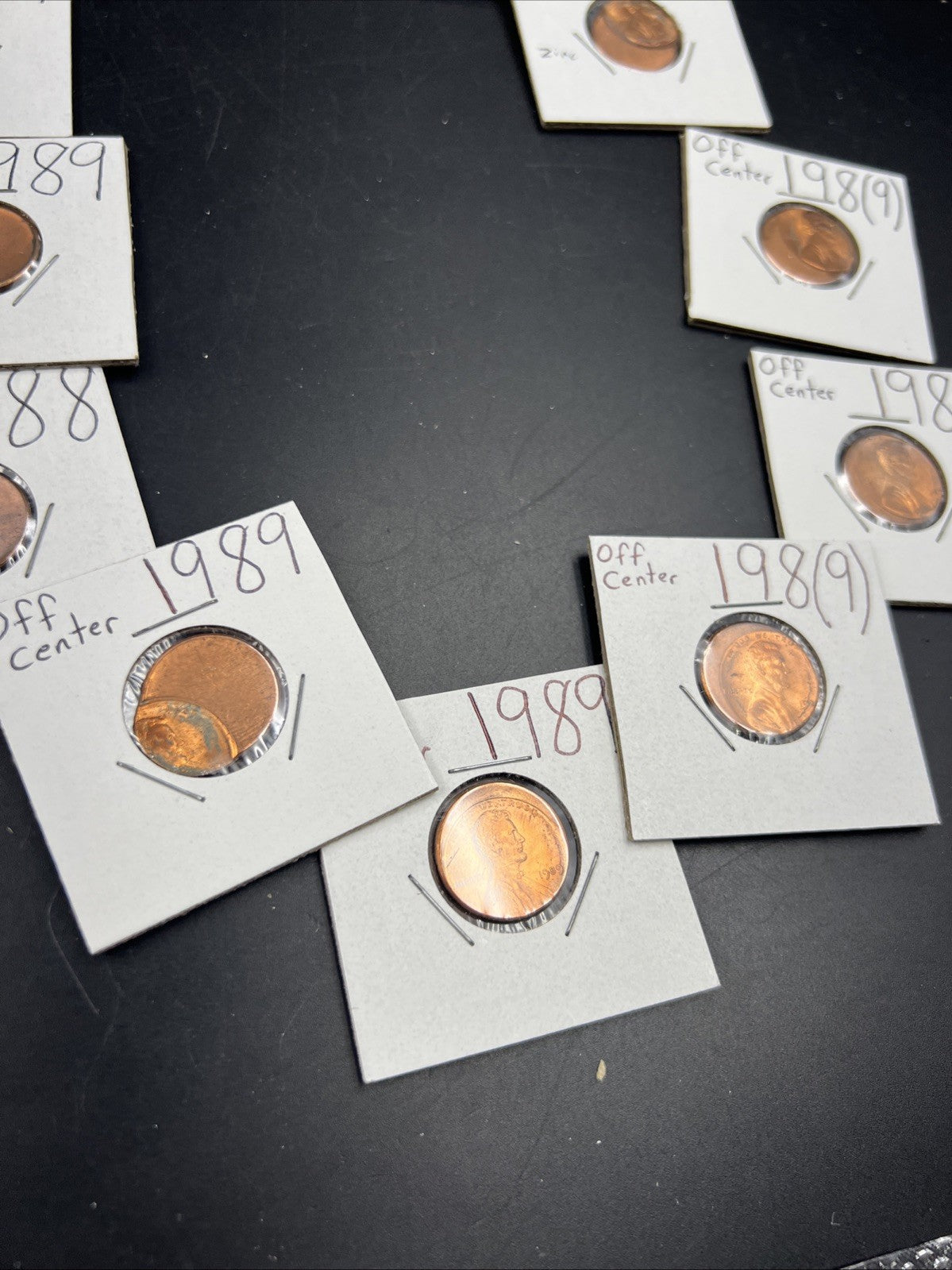 12 Coin Clock Collection Off Center Lincoln Memorial Error Cents UNC 1988 1989