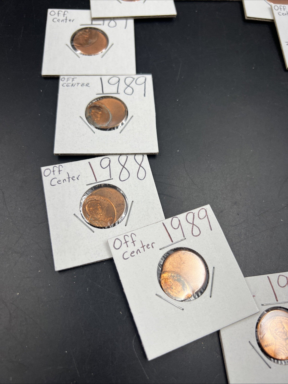 12 Coin Clock Collection Off Center Lincoln Memorial Error Cents UNC 1988 1989