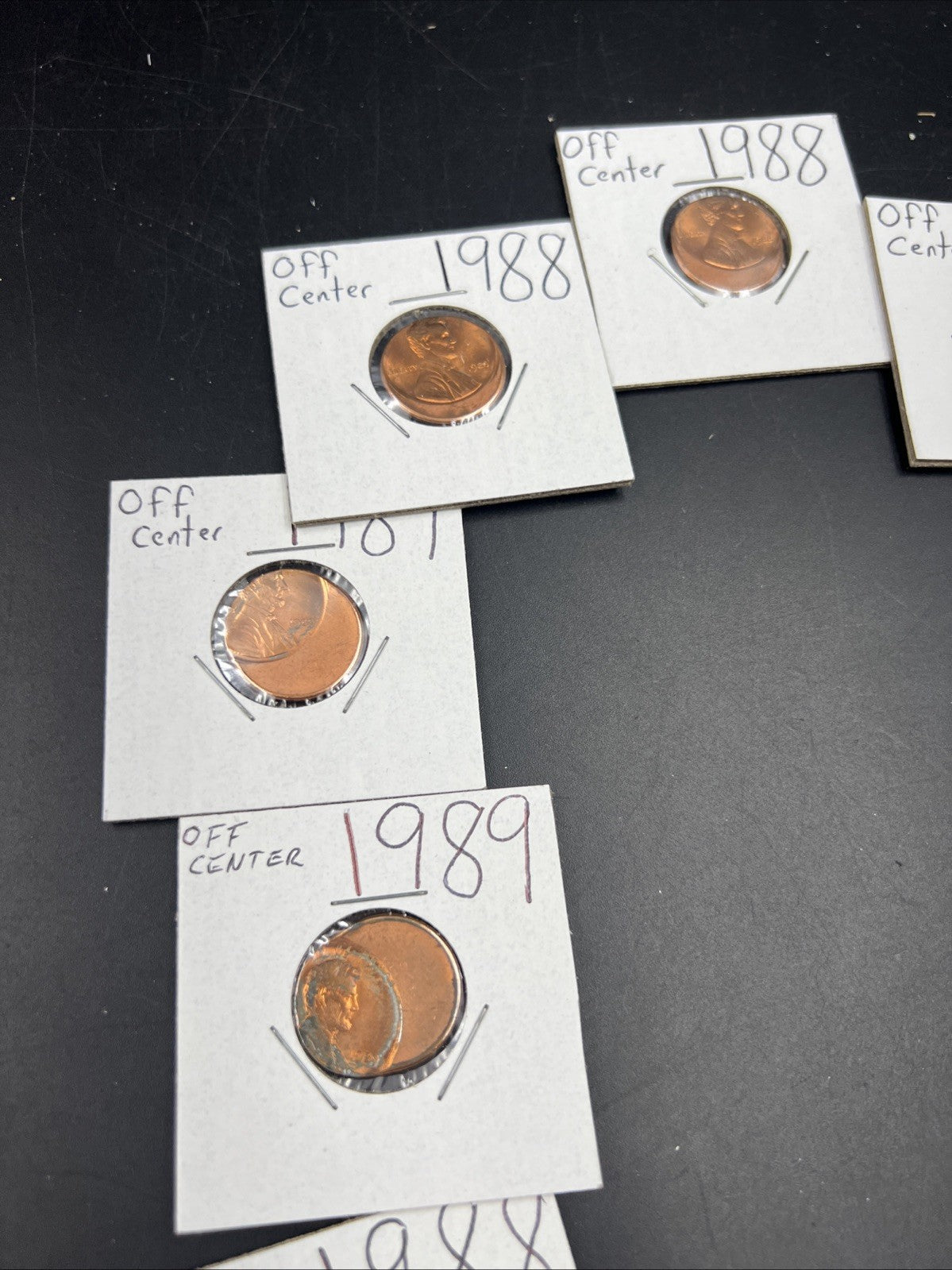 12 Coin Clock Collection Off Center Lincoln Memorial Error Cents UNC 1988 1989