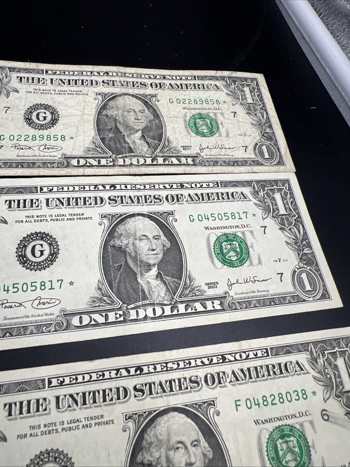 Lot of 5 2003 * Star $1 One Dollar FRN Federal Reserve Notes Circulated #51
