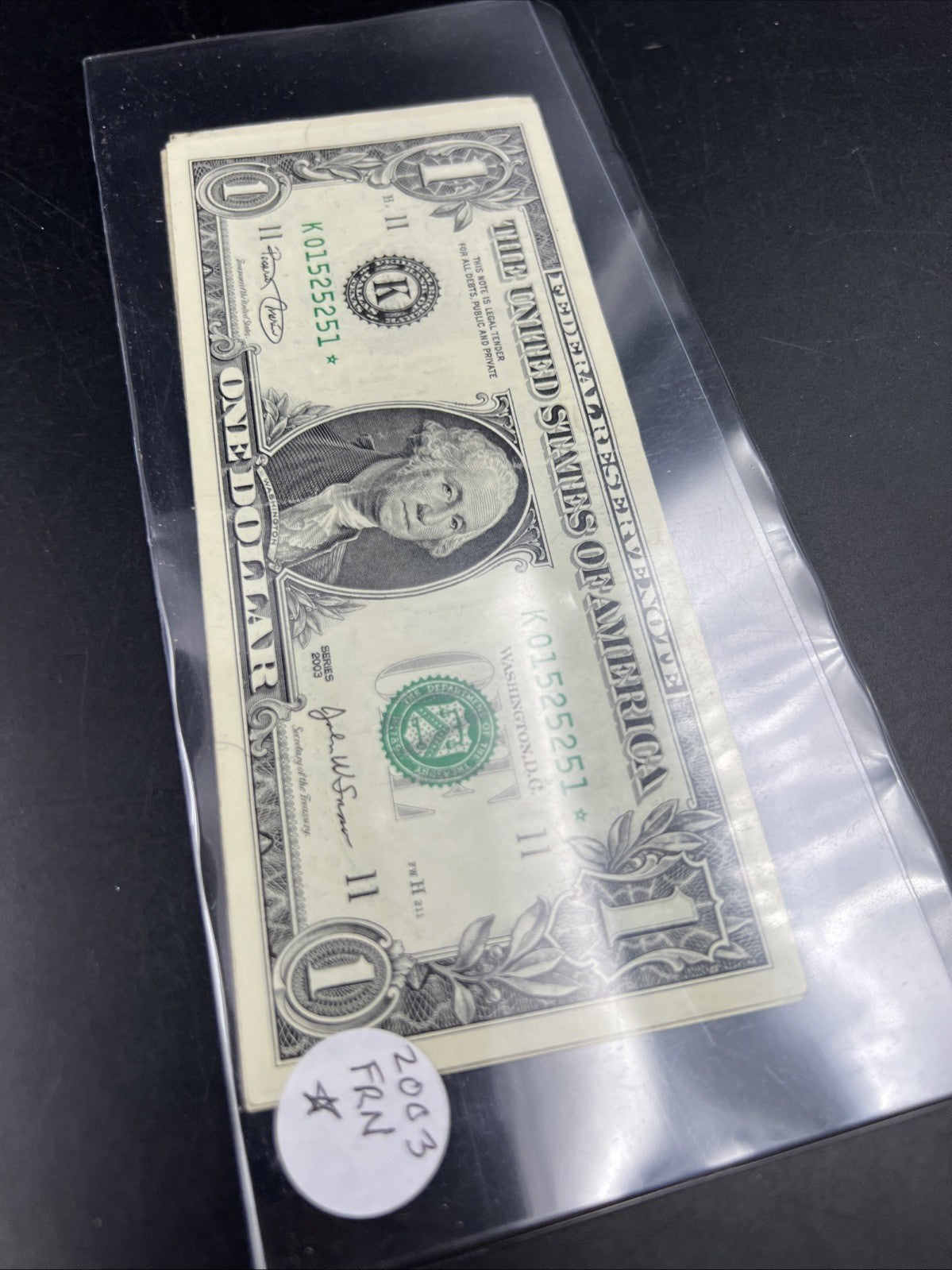 Lot of 5 2003 * Star $1 One Dollar FRN Federal Reserve Notes Circulated #51