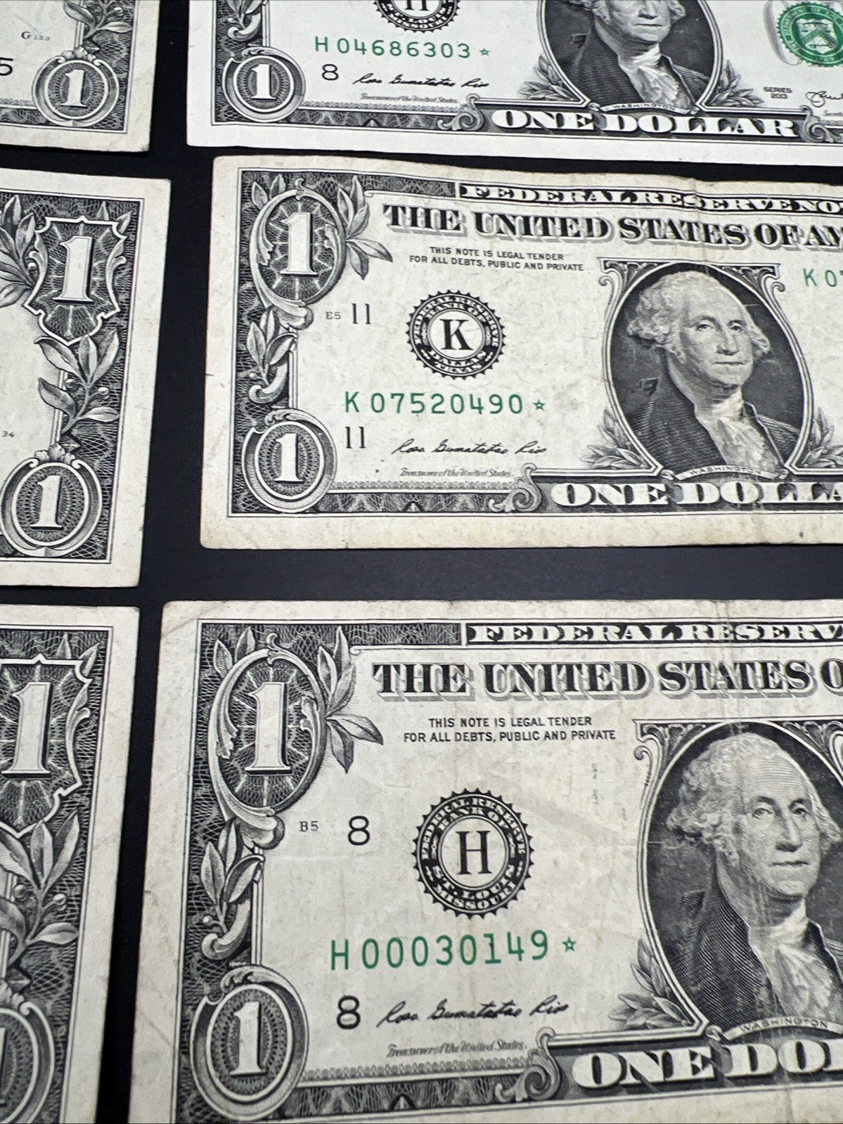 Lot of 10 2013 * Star $1 One Dollar FRN Federal Reserve Notes Circulated #172