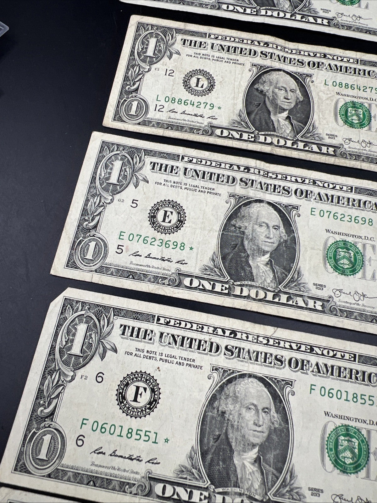 Lot of 10 2013 * Star $1 One Dollar FRN Federal Reserve Notes Circulated #172