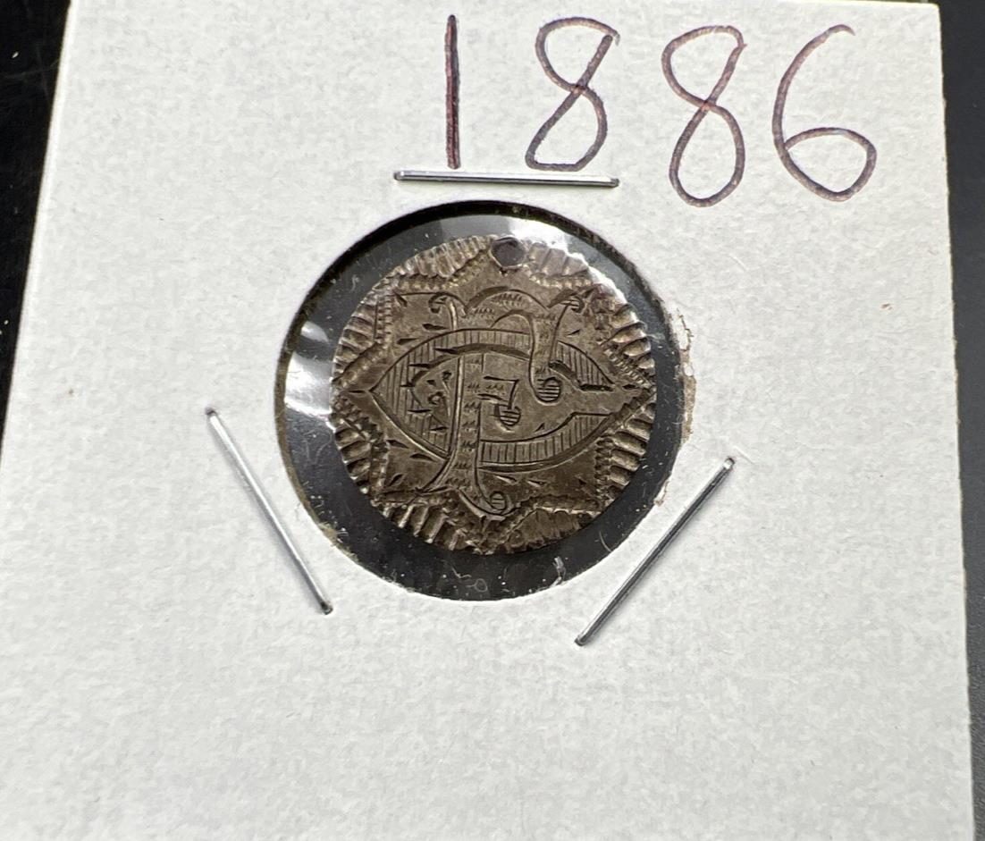 F C Monogram Initials Love Token on 1886 10c Liberty Silver Dime Seated CH Circ
