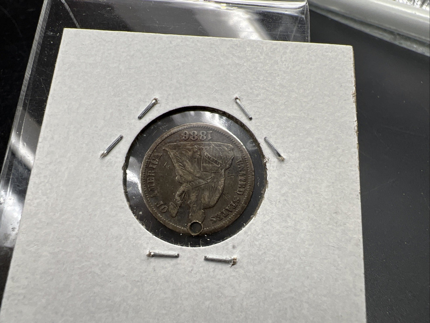 F C Monogram Initials Love Token on 1886 10c Liberty Silver Dime Seated CH Circ