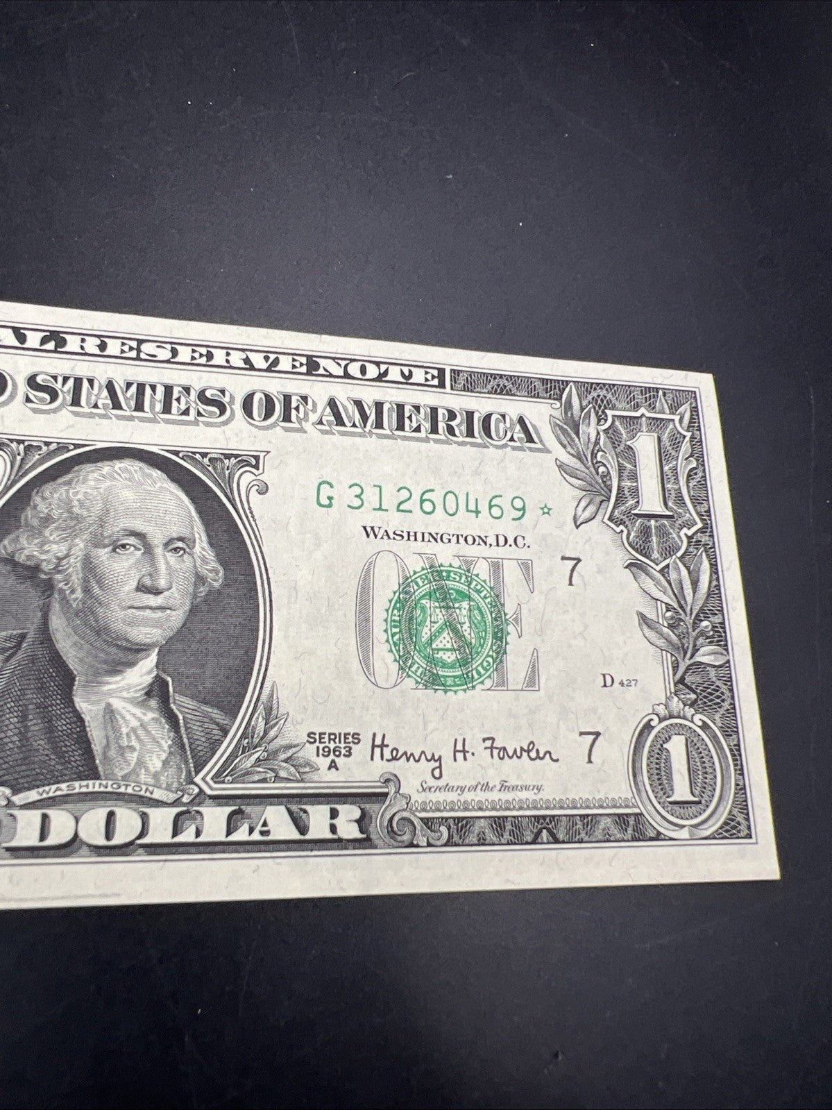 1963 A * Star $1 FRN Federal Reserve Note Green Seal Choice UNC Uncirculated #69