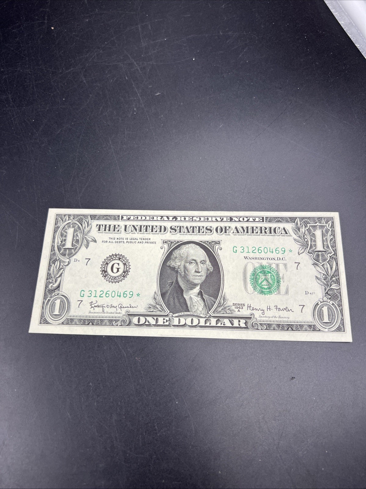 1963 A * Star $1 FRN Federal Reserve Note Green Seal Choice UNC Uncirculated #69