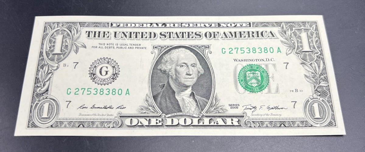 2009 $1 FRN Federal Reserve Note Green Seal Choice UNC Uncirculated #280