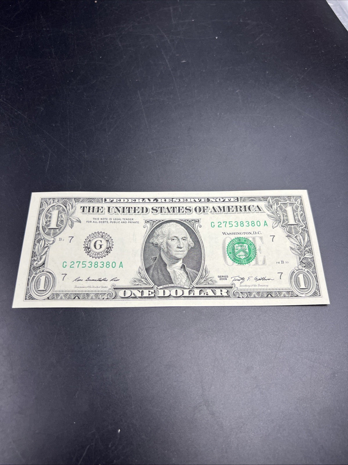 2009 $1 FRN Federal Reserve Note Green Seal Choice UNC Uncirculated #280