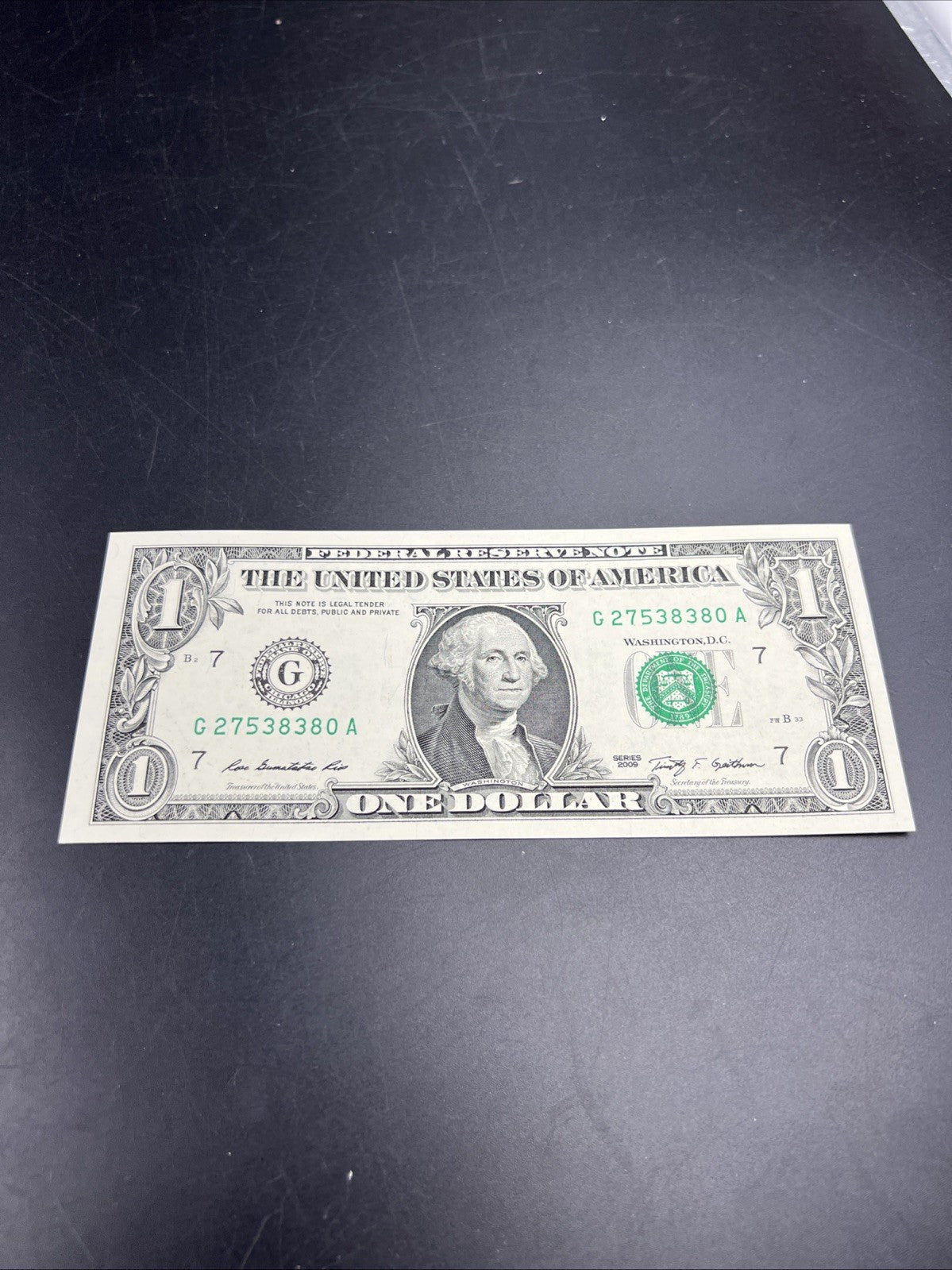 2009 $1 FRN Federal Reserve Note Green Seal Choice UNC Uncirculated #280