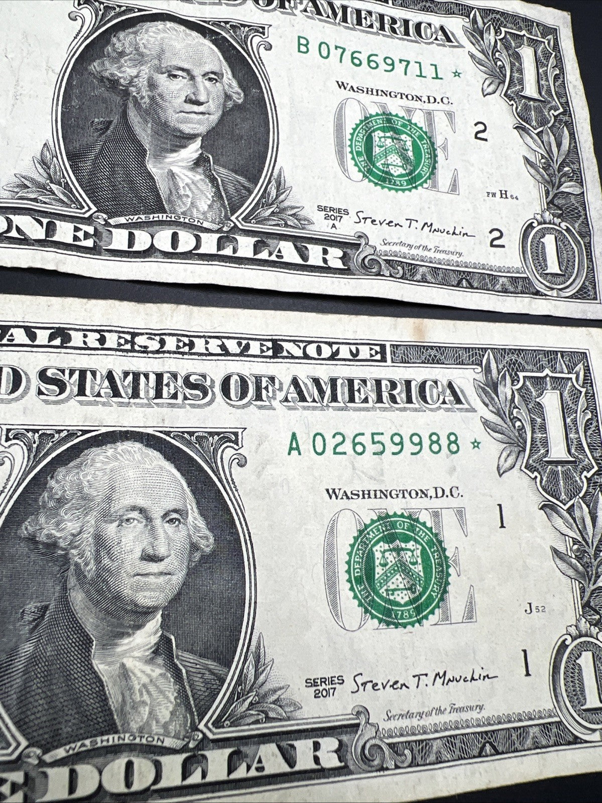 Lot of 4 2017 * Star $1 One Dollar Federal Reserve Notes Circulated #88
