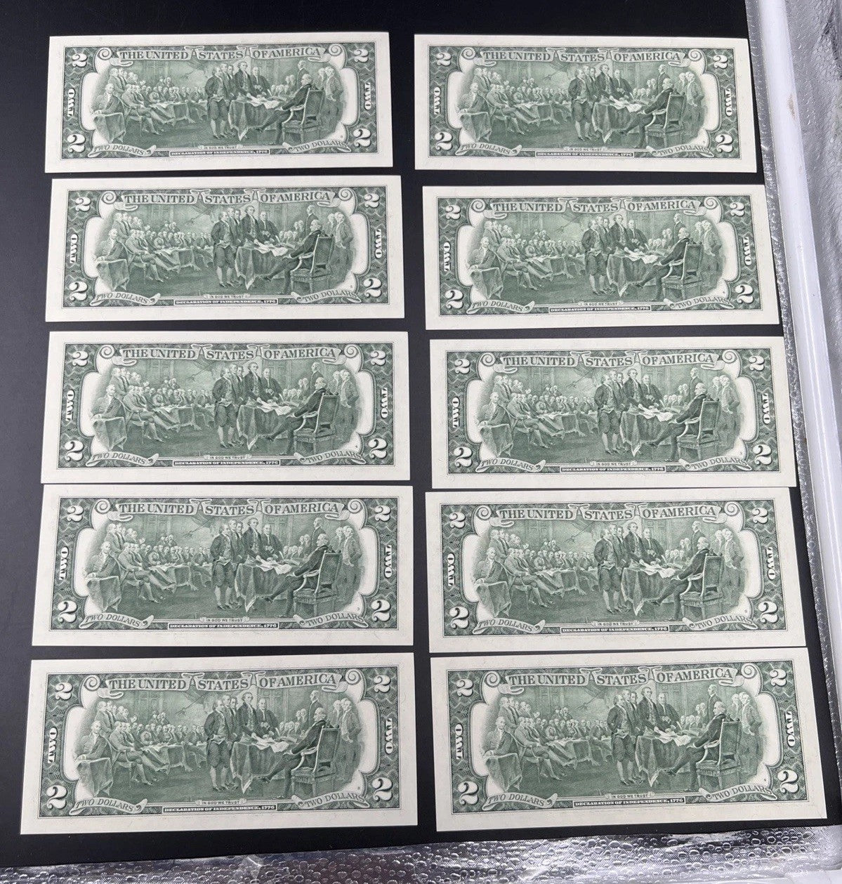 10 Consecutive 2003 Two Dollar FRN Federal Reserve Notes Repeaters CH UNC #17