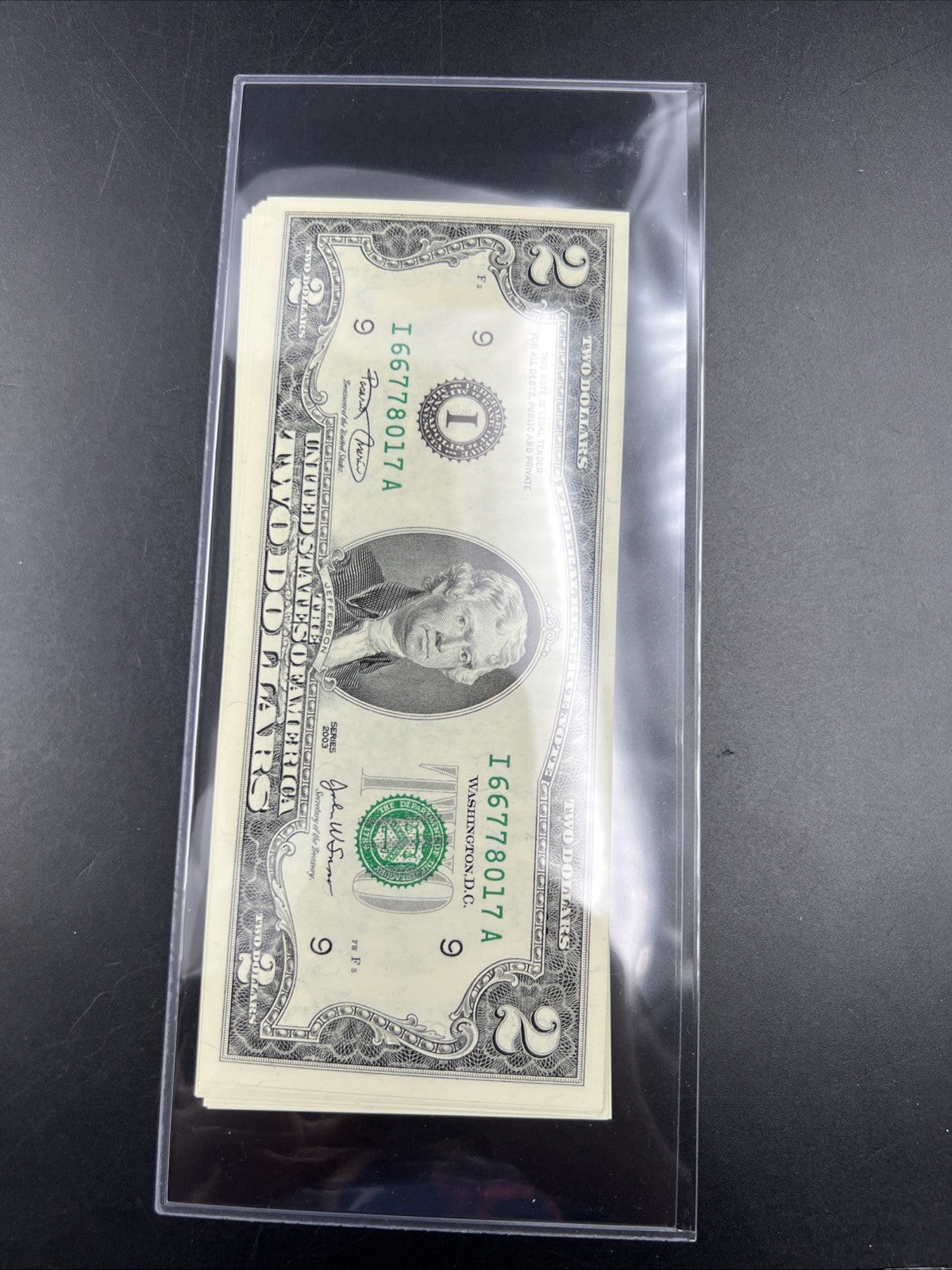 10 Consecutive 2003 Two Dollar FRN Federal Reserve Notes Repeaters CH UNC #17