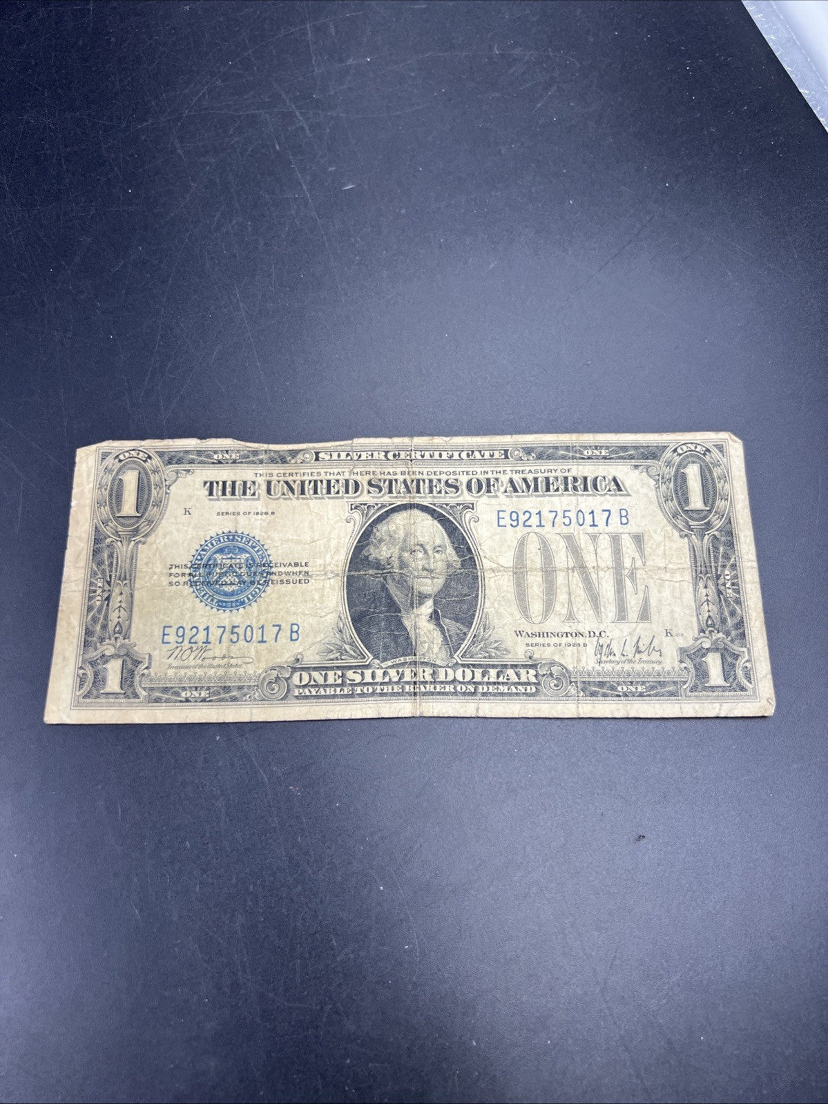1928 B $1 Funnyback Funny Back Silver Certificate Blue Seal Very Circ Torn #17
